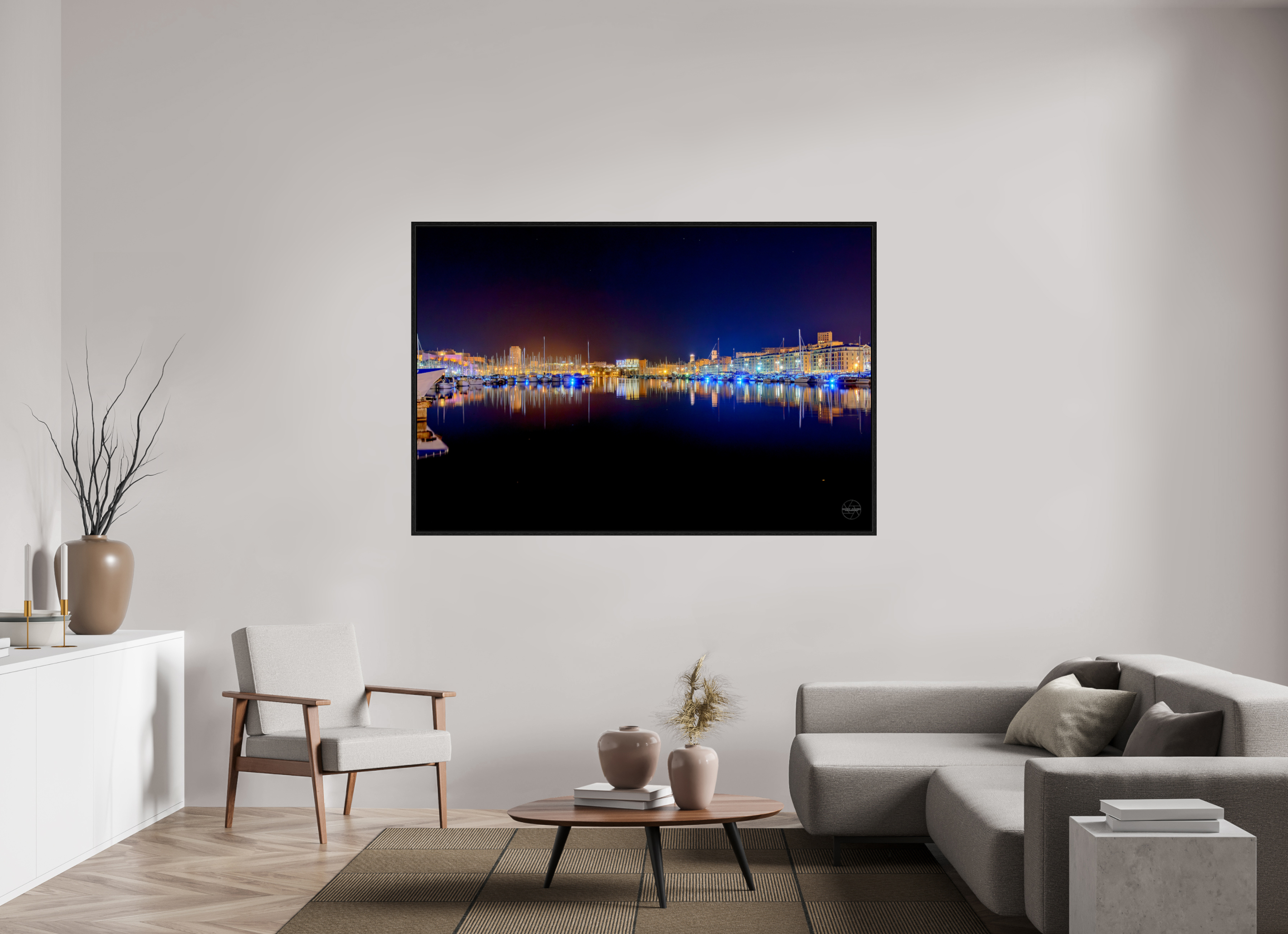 180 x 120 cm, Tirage dans caisse américaine Les lumières du Vieux-Port