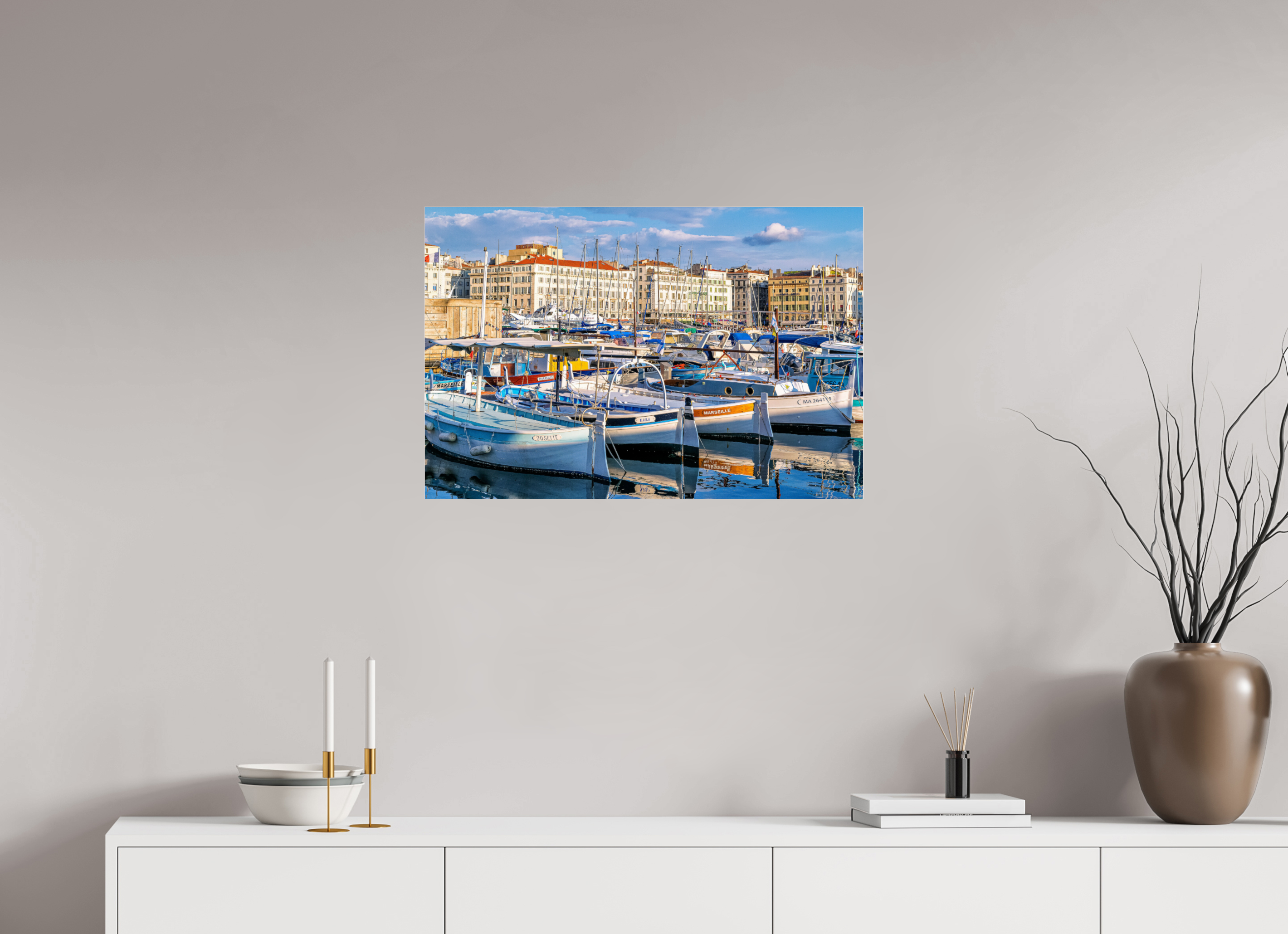 75 x 50 cm, Photo Print Under Acrylic Glass Barques et Vieux Port