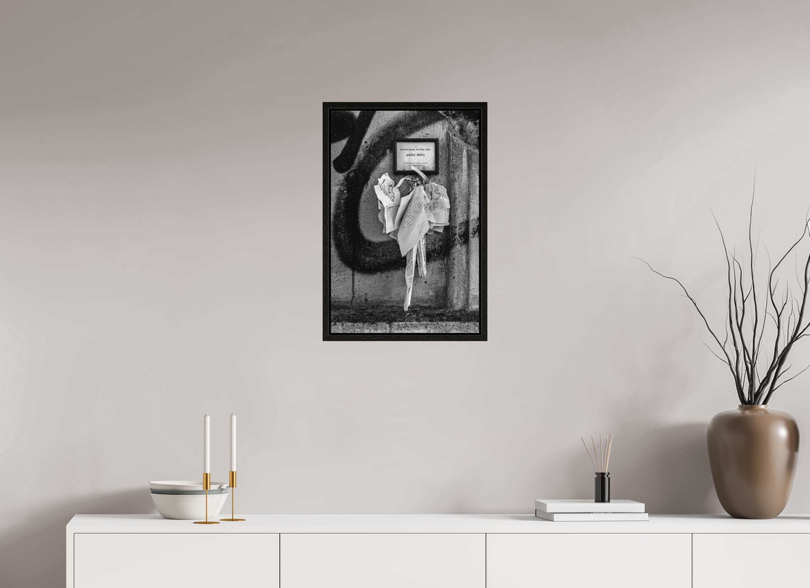 40 x 60 cm, Tirage N&B dans Caisse américaine noire Impression photographique – Les mots