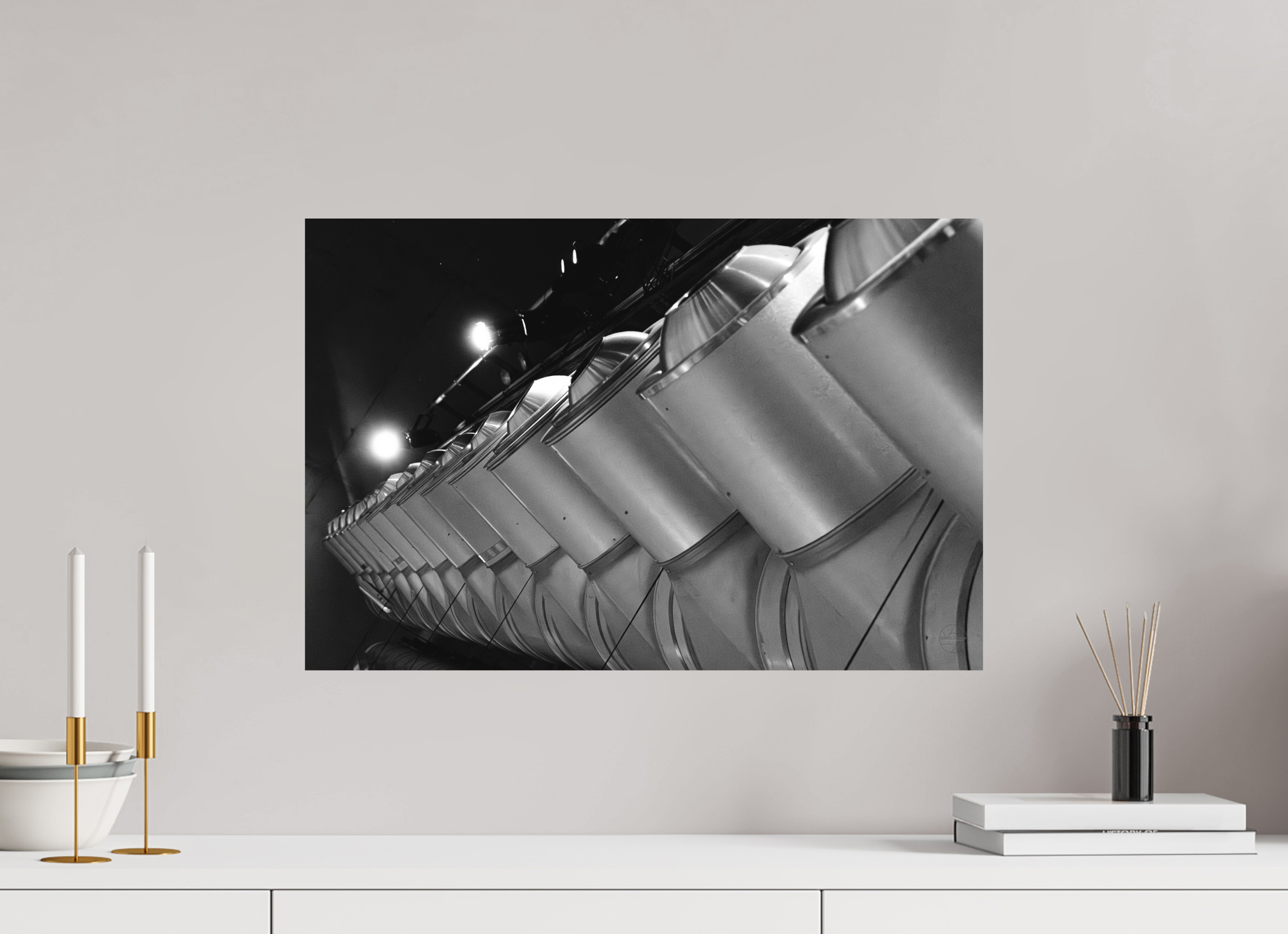 60 x 40 cm, Tirage N&B mat seul Perspective Métallique