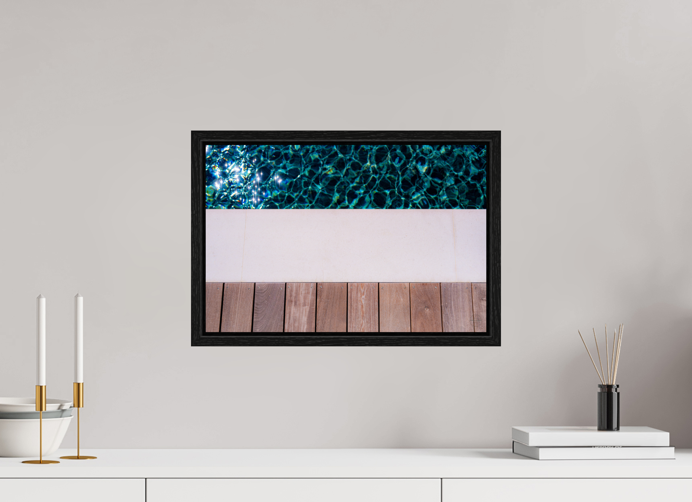 45 x 30 cm, Tirage couleur dans Caisse américaine noire Décoration murale – Ligne d’eau