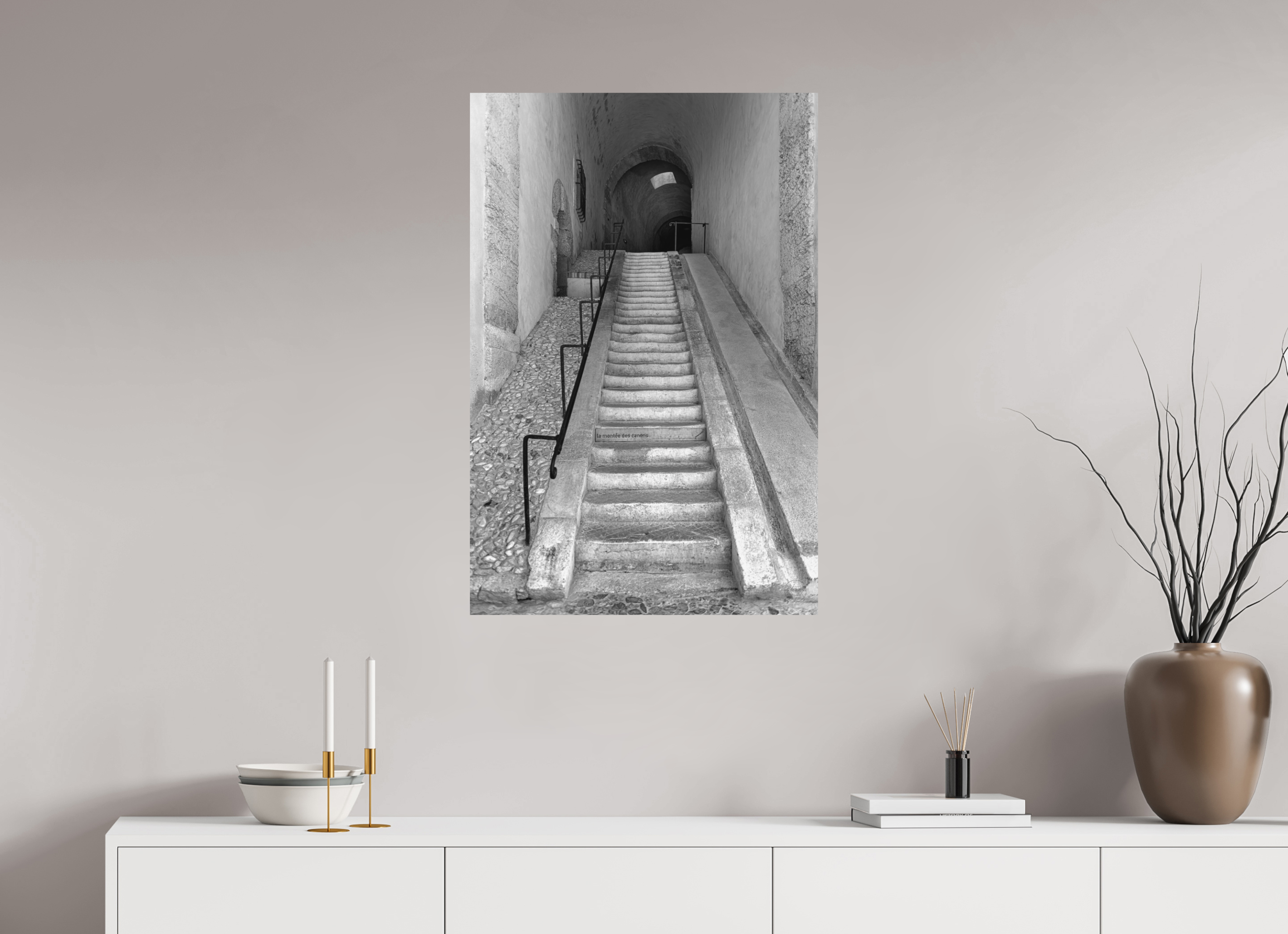60 x 90 cm, Tirage N&B mat seul Affiche artistique – La Montée des Canons