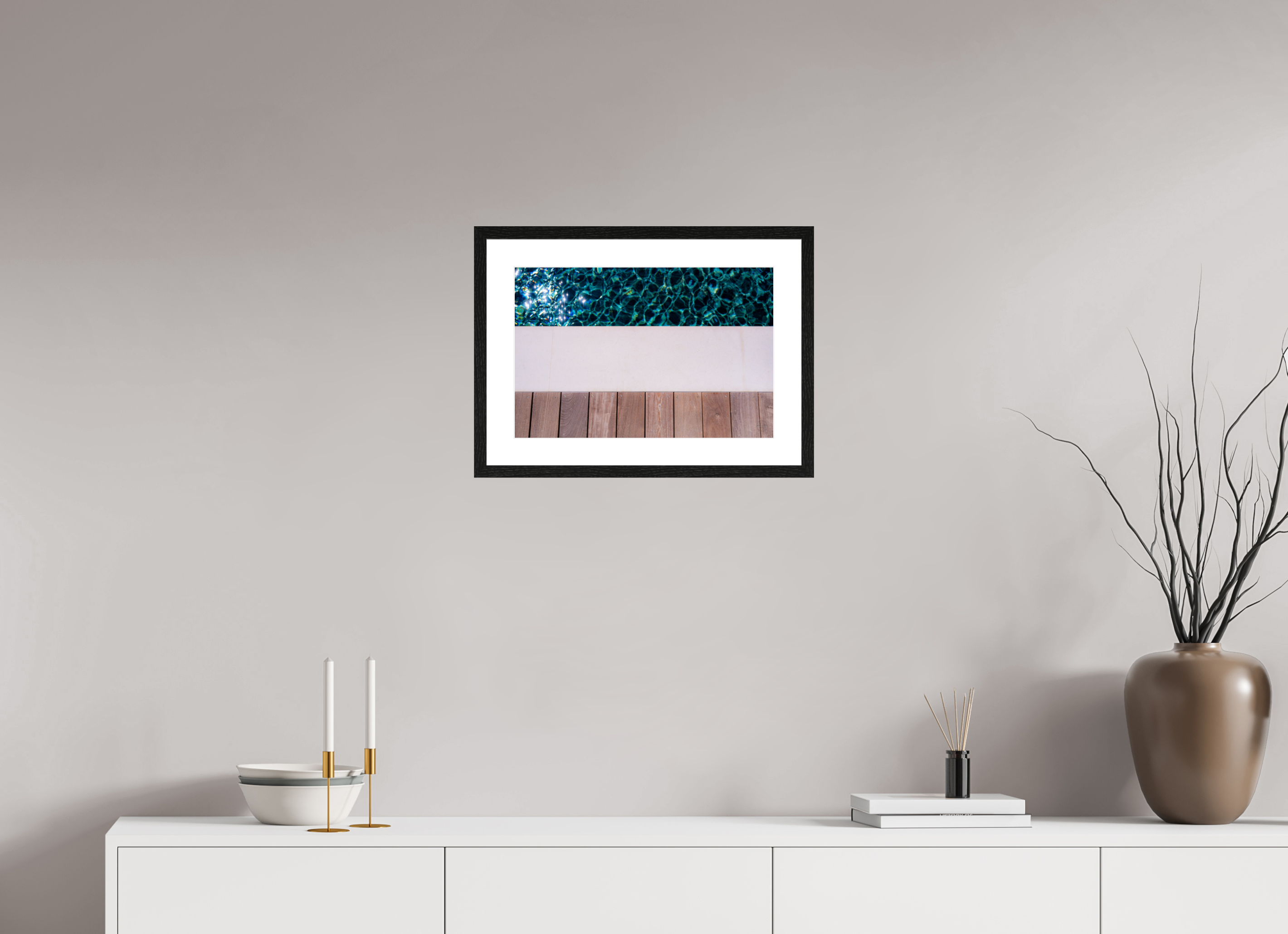 45 x 30 cm, Tirage couleur brillant + Cadre noir avec passe-partout Décoration murale – Ligne d’eau