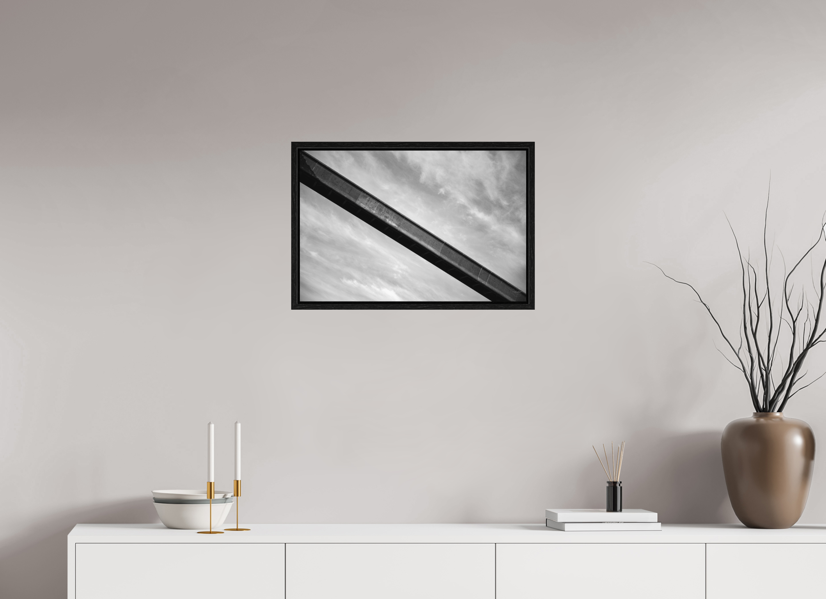60 x 40 cm, Tirage N & B dans Caisse américaine noire Poster - La passerelle