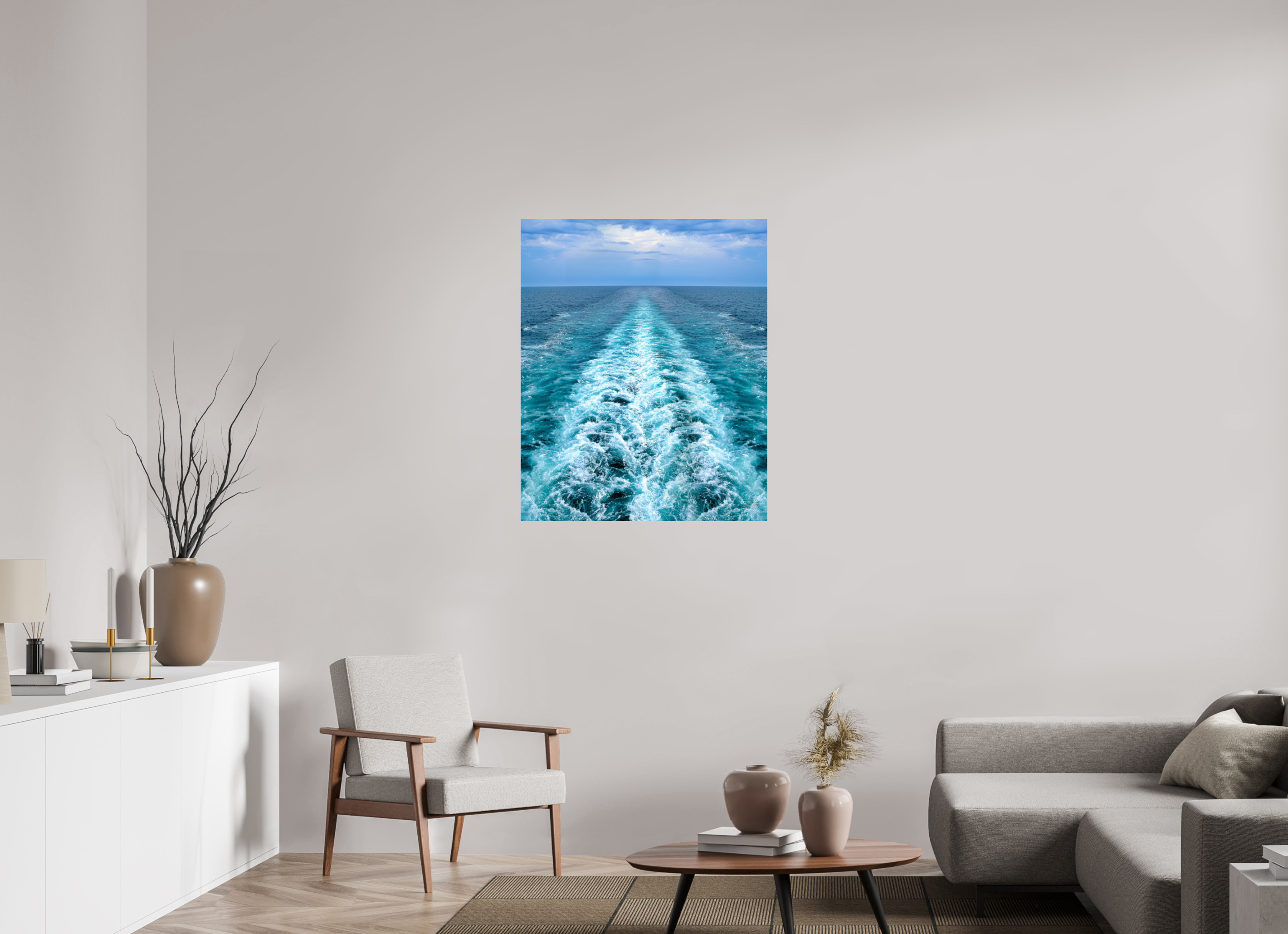 80 x 98 cm, Tirage couleur brillant seul Ligne d'Écume | Poster Océan Contemporain & Horizon Infini