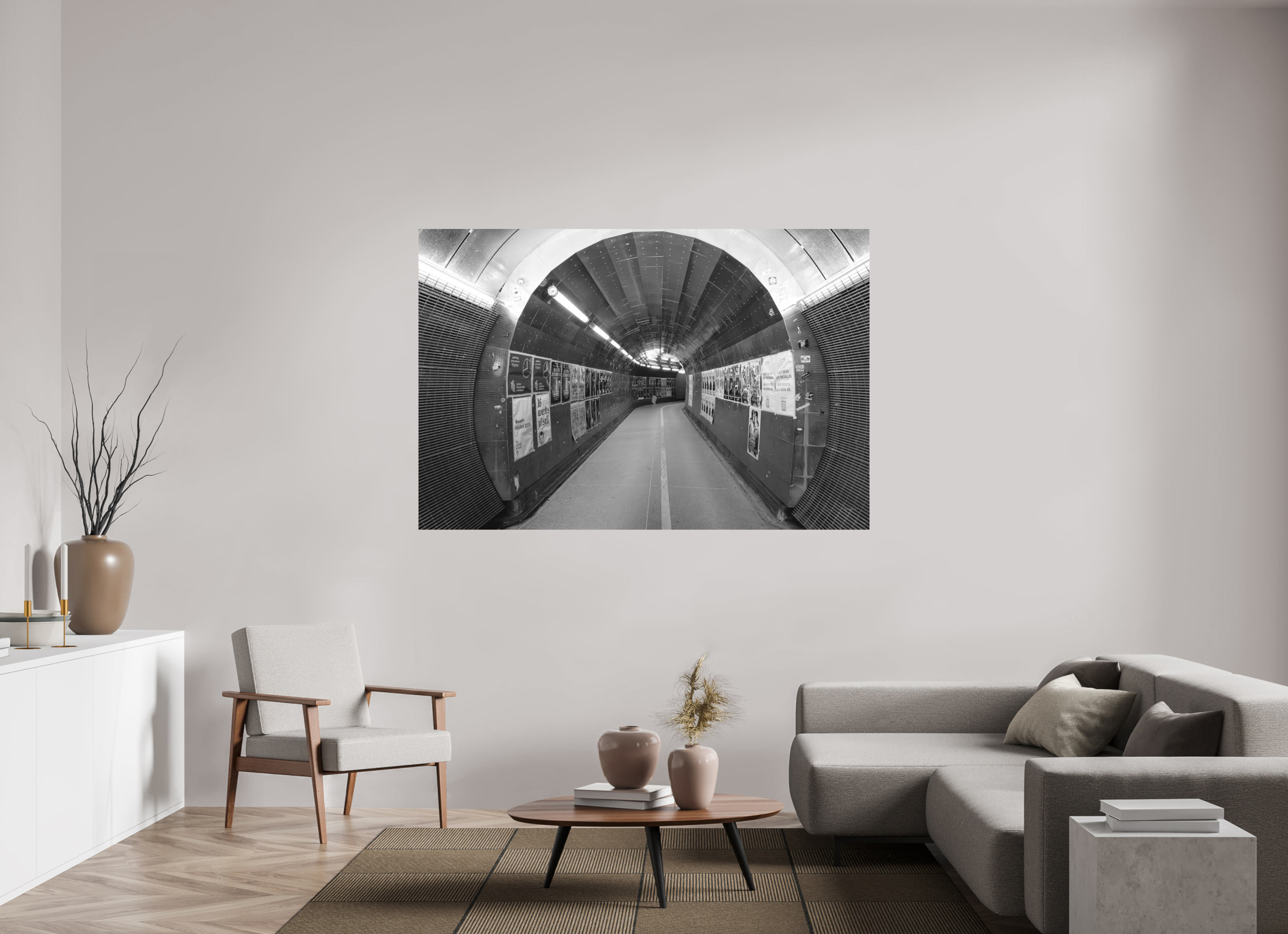 180 x 120 cm, Tirage N&B mat seul Poster premium – L’Écho du Passage