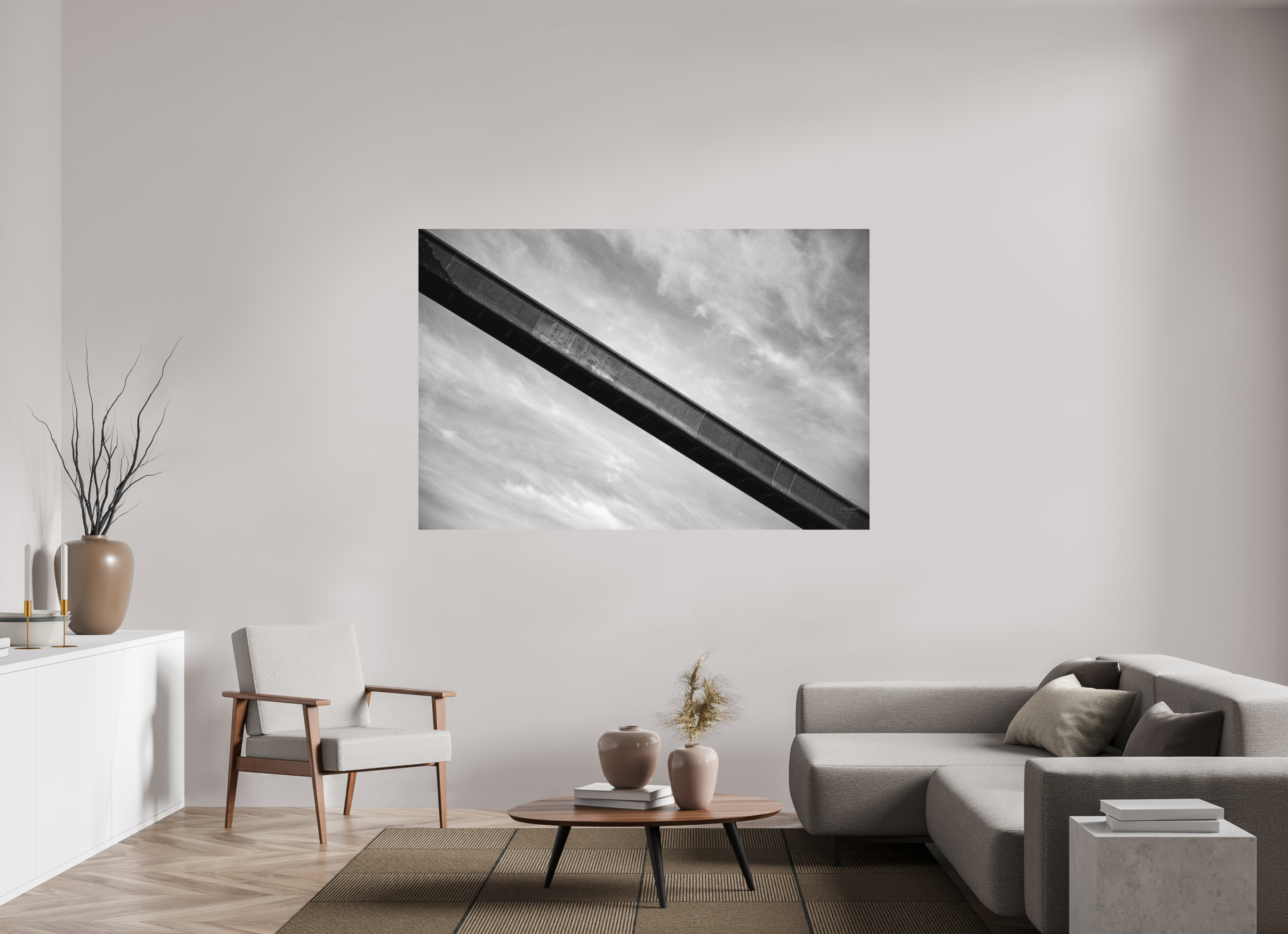 180 x 120 cm, Tirage N&B mat seul Poster - La passerelle
