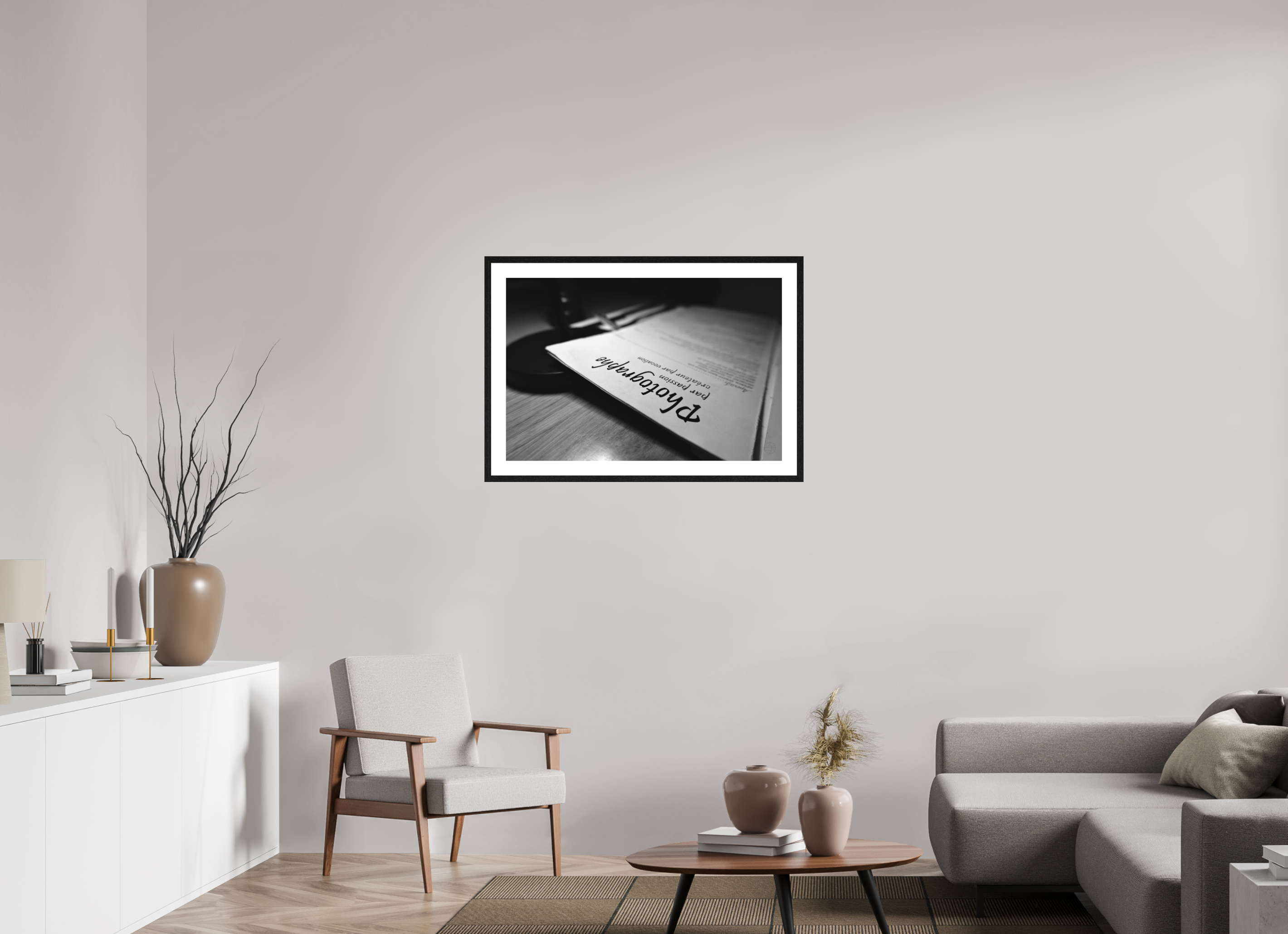 90 x 60 cm, Tirage N&B mat + Cadre noir avec passe-partout Photographe par passion, créateur par vocation | Poster Fine Art