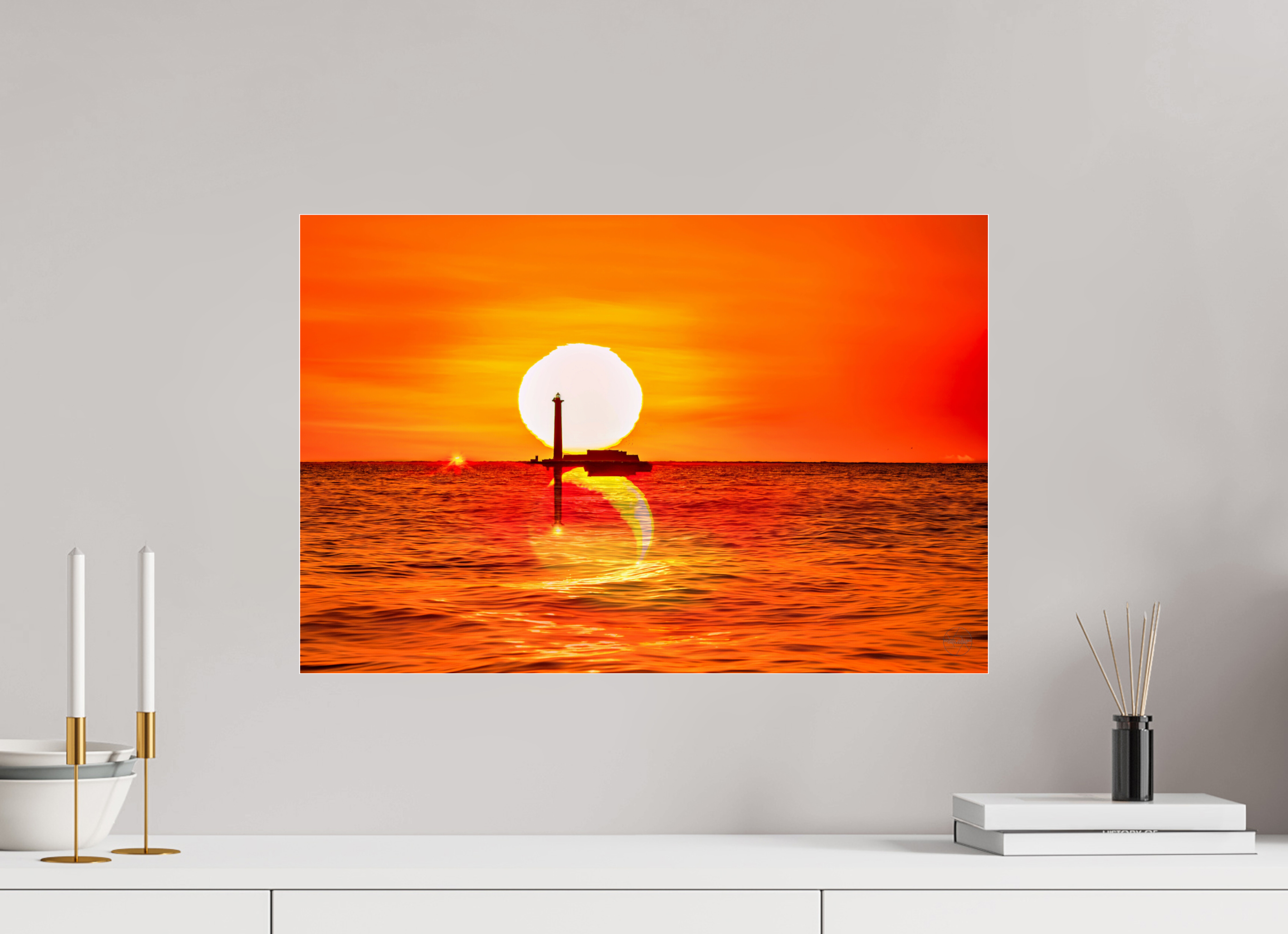 60 x 40 cm, Tirage couleur sous Plexi Poster artistique – Quand le Soleil se couche avec la Lune