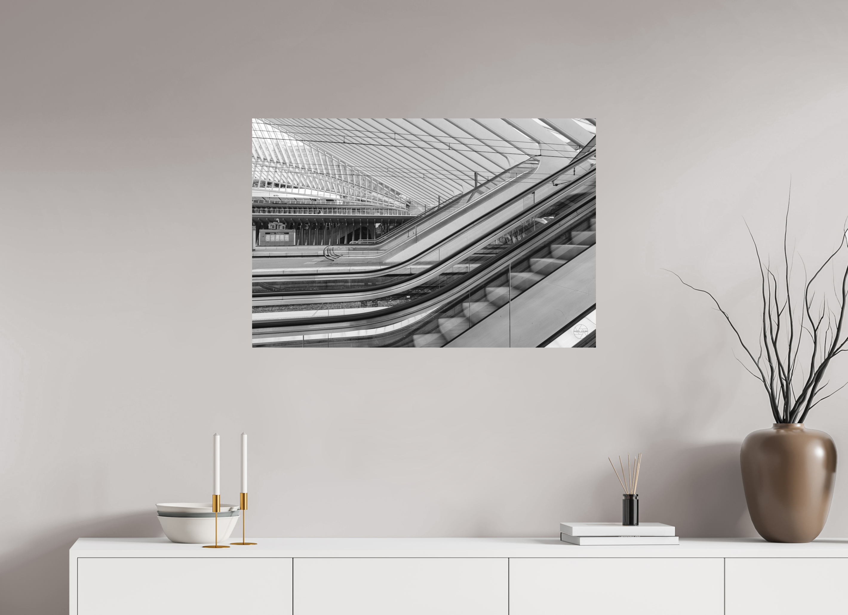 90 x 60 cm, Tirage N&B mat seul Photo architecture – Lignes en mouvement