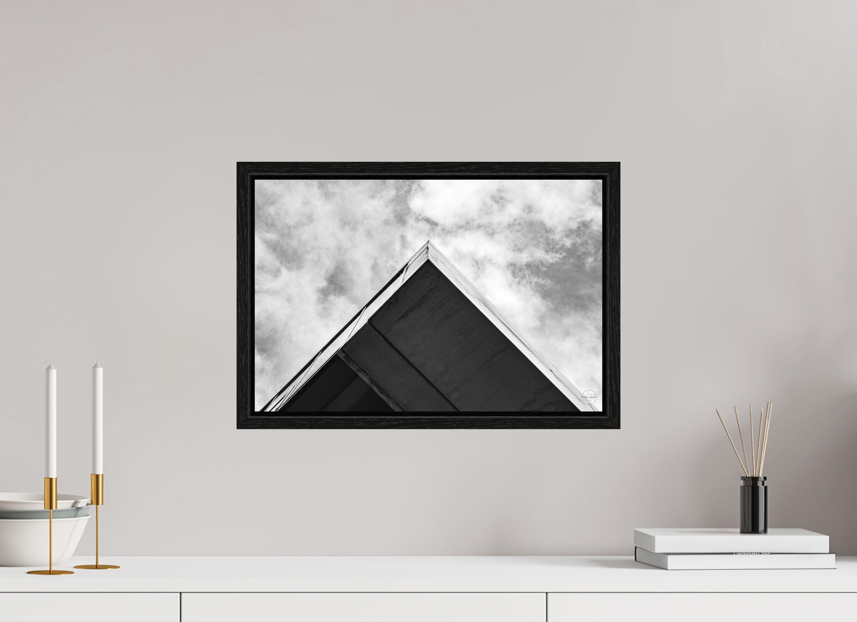 45 x 30 cm, Tirage N&B dans Caisse américaine noire Pyramide - Décoration murale contemporaine