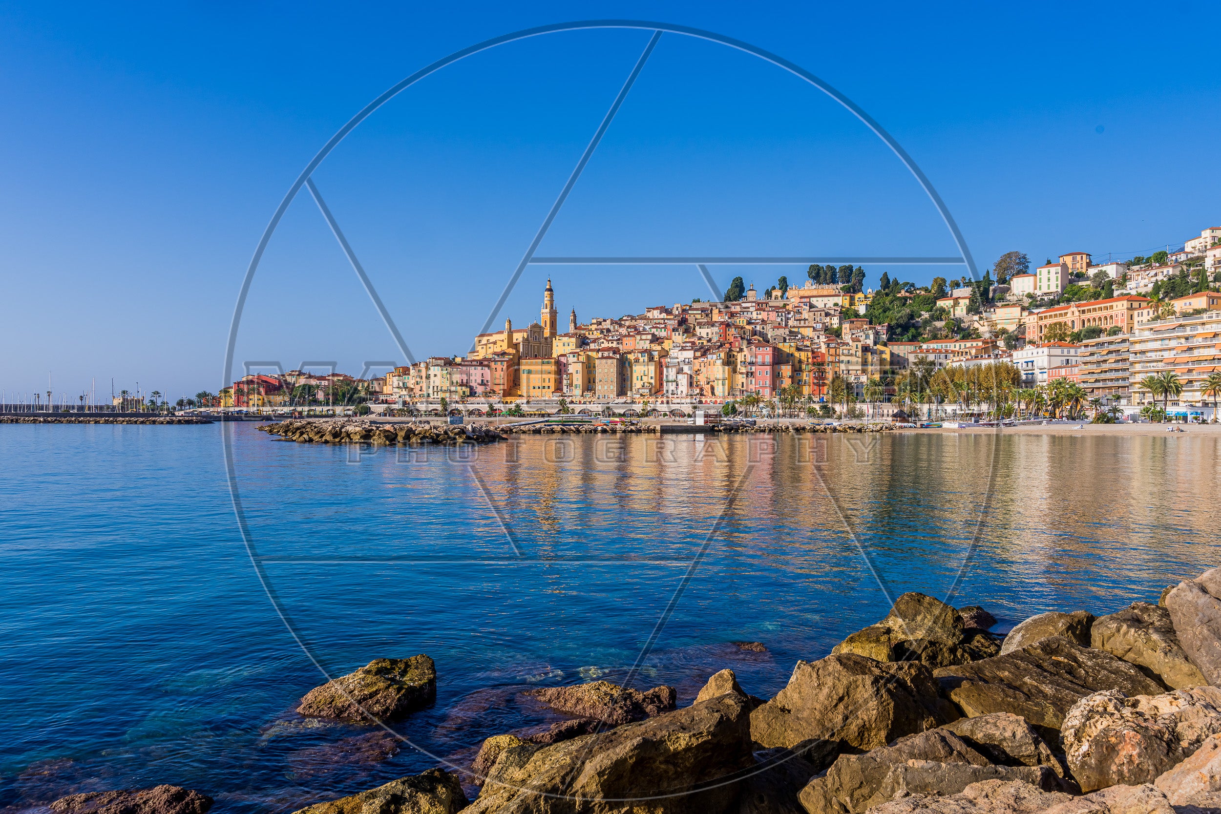 Menton and its colorful old town on the Mediterranean coast