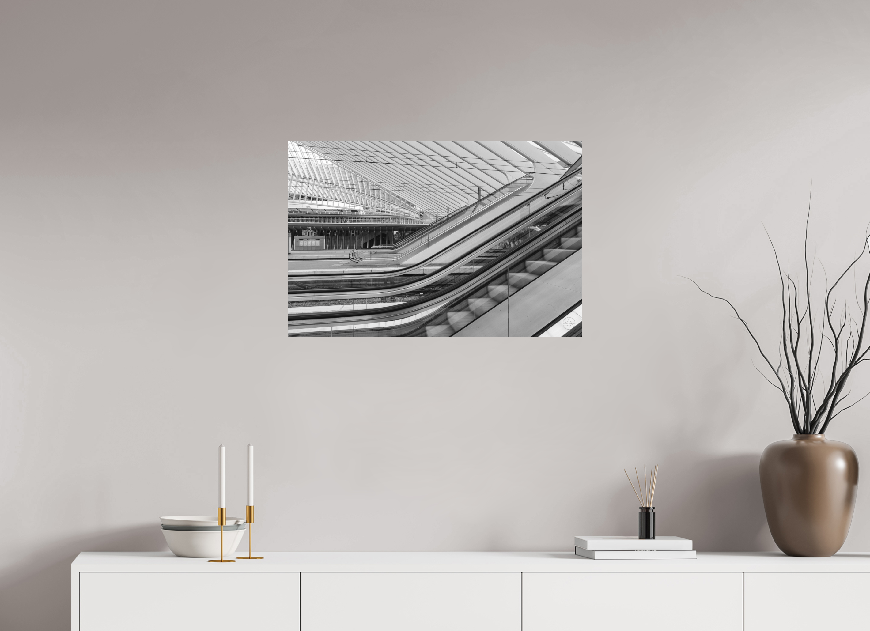 75 x 50 cm, Tirage N&B mat seul Photo architecture – Lignes en mouvement