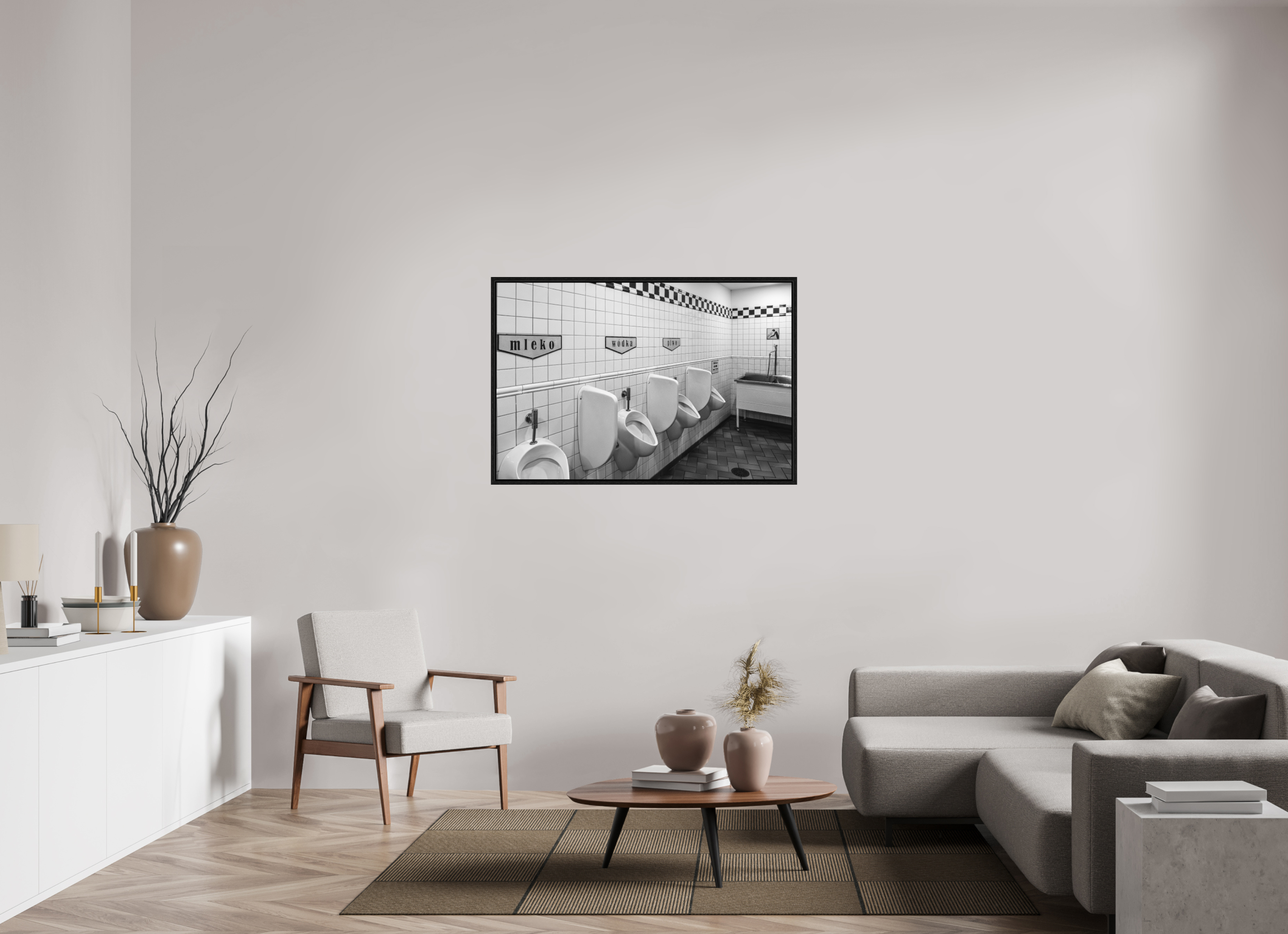 120 x 80 cm, Tirage N&B dans Caisse américaine noire Pause Technique | Poster Noir et Blanc Design & Humour
