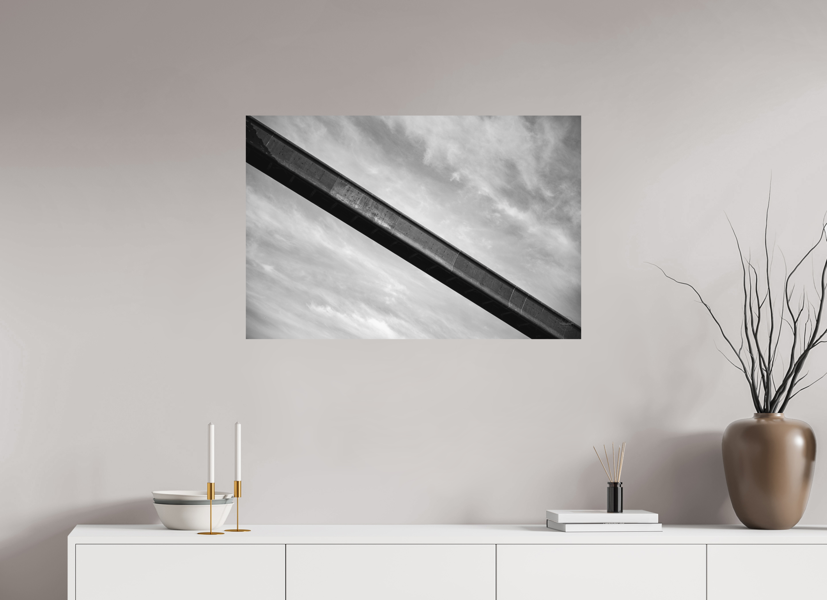 90 x 60 cm, Tirage N&B mat seul Poster - La passerelle