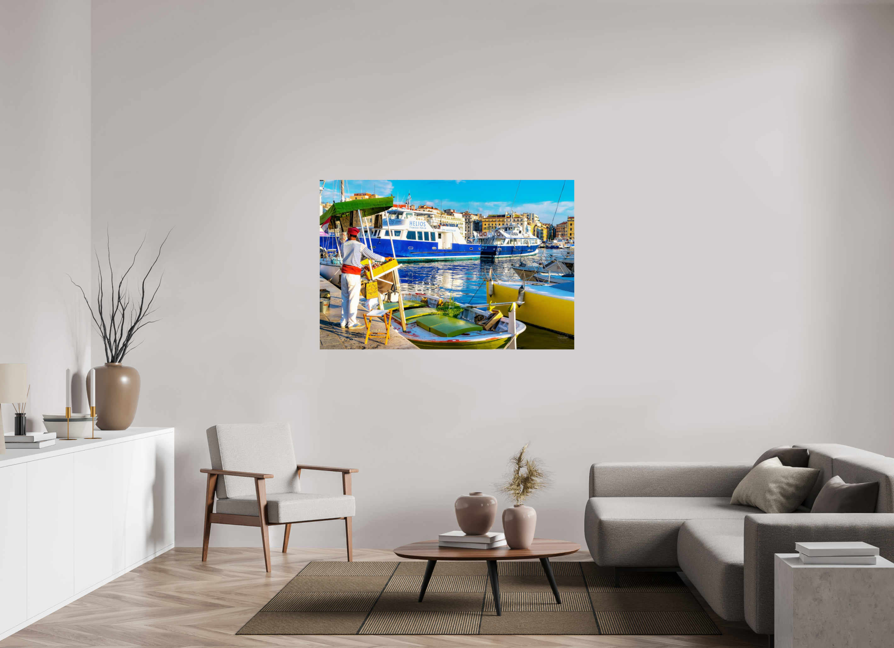 150 x 100 cm, Tirage couleur brillant seul Le Marchand du Vieux-Port