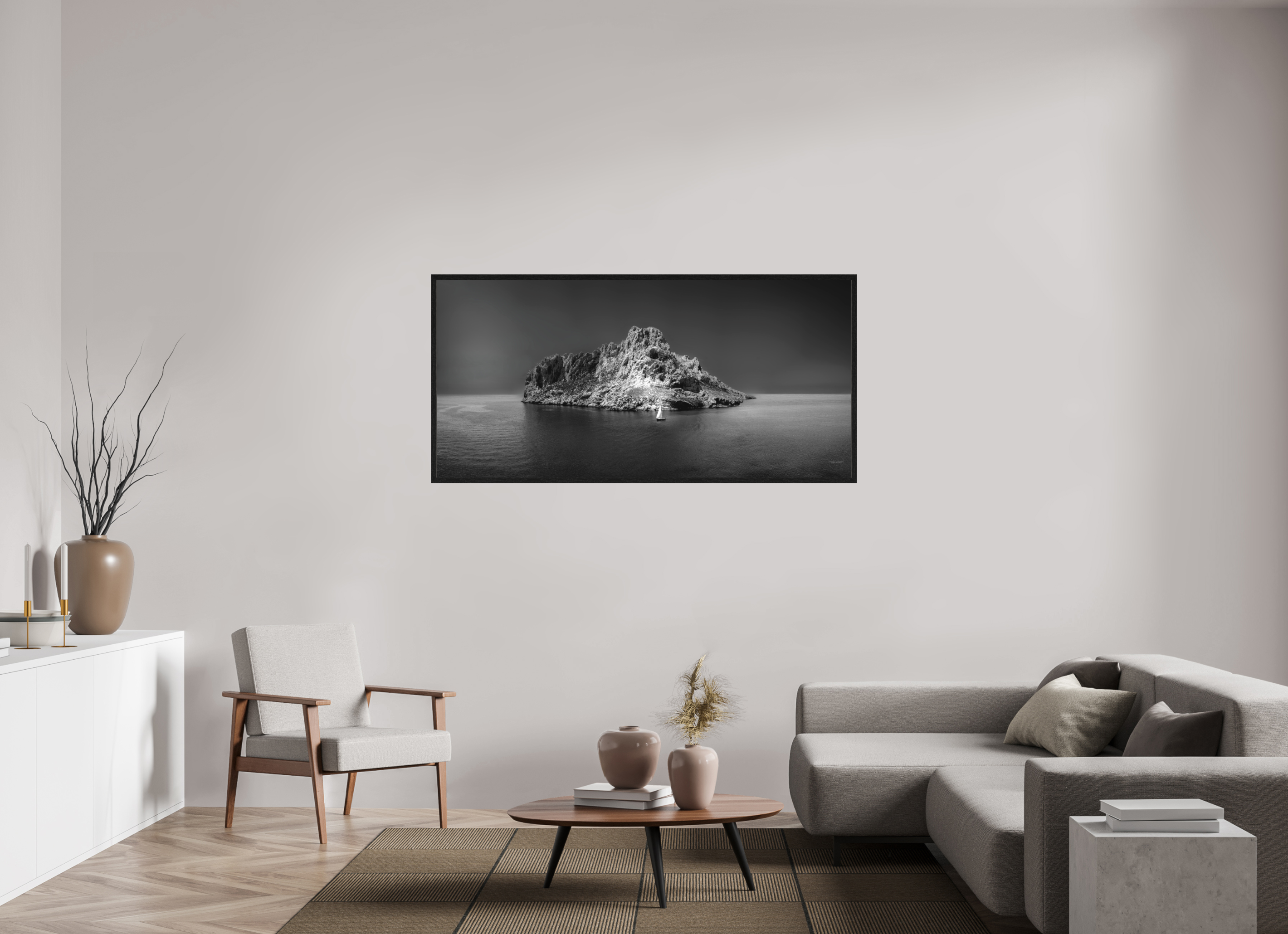 166 x 80 cm, Tirage grand format encadré Impression grand format – L'île refuge ou prison