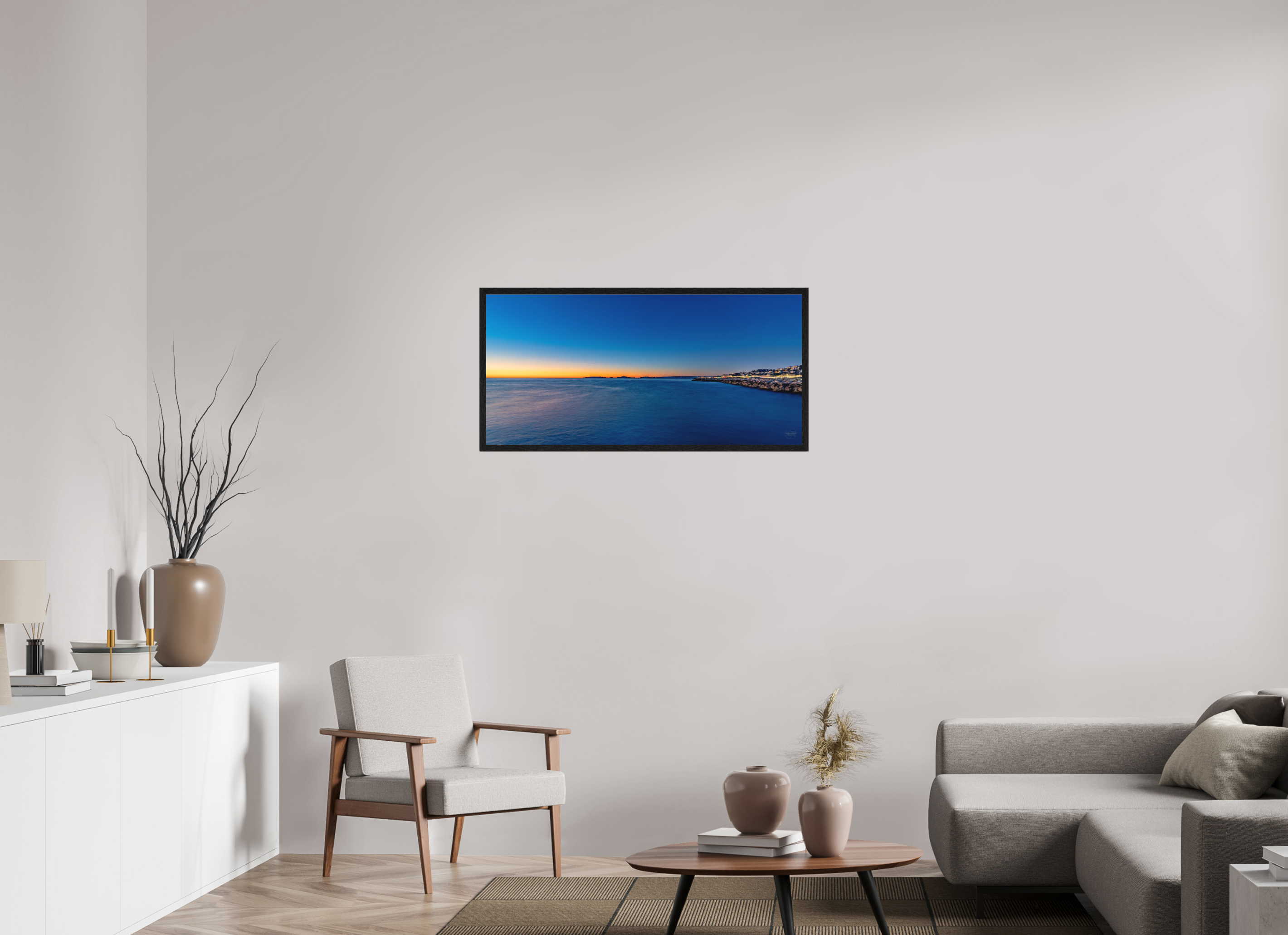 103,2 x 50 cm, Tirage grand format encadré Bleu Infini