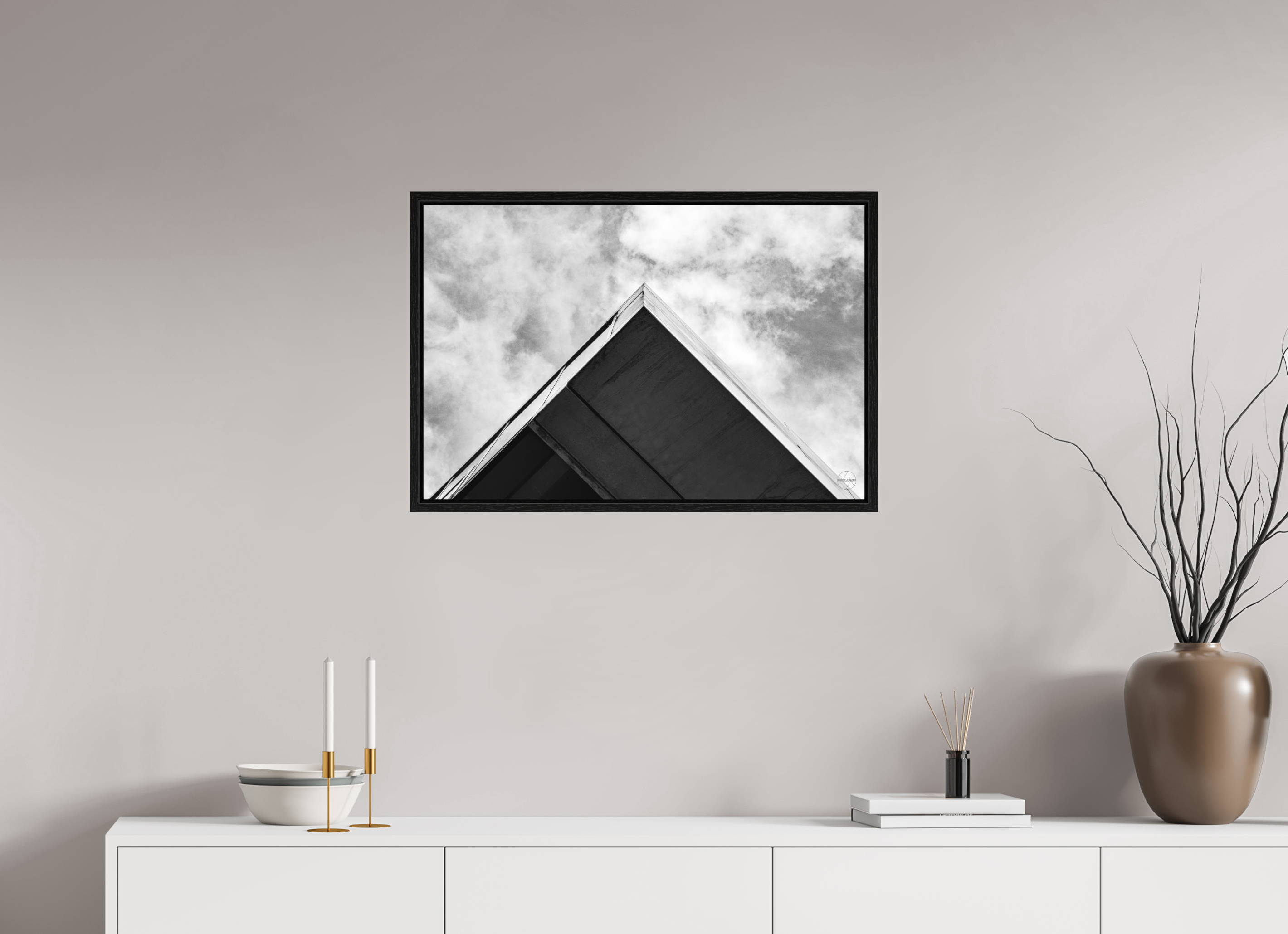 75 x 50 cm, Tirage N&B dans Caisse américaine noire Pyramide - Décoration murale contemporaine