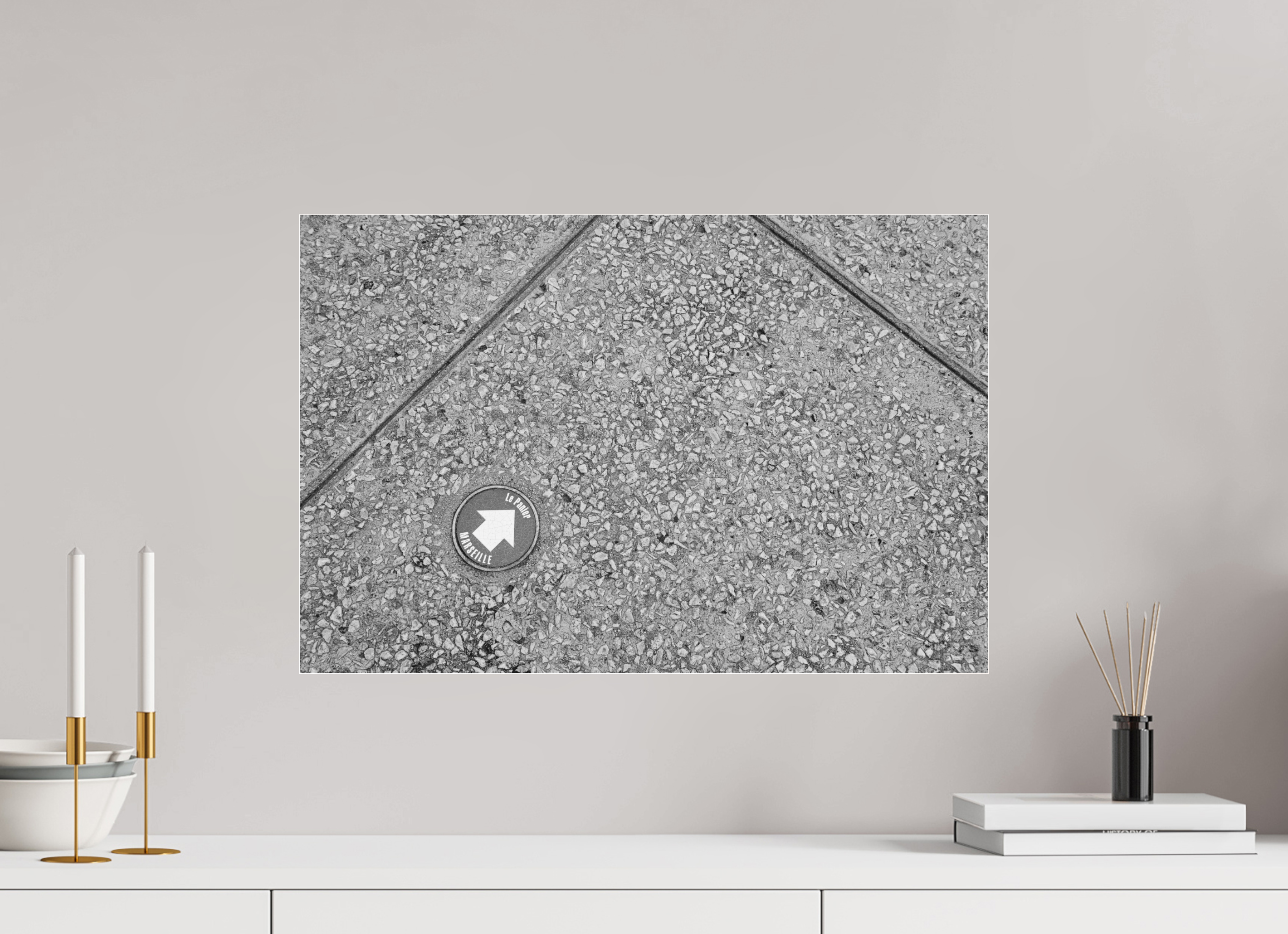 60 x 40 cm, Tirage N&B sous Plexi Déco photo murale - Marseille --> Le Panier