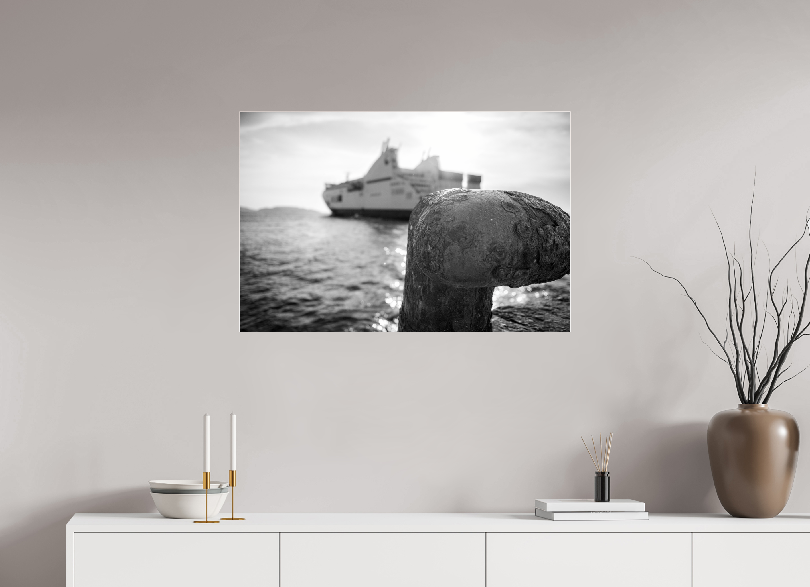 90 x 60 cm, Tirage N&B brillant sous Plexi Affiche photo – Larguer les amarres