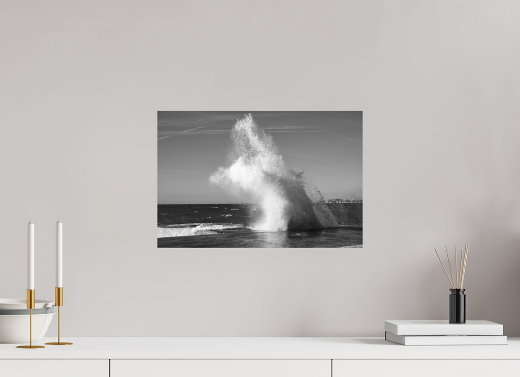 45 x 30 cm, Tirage N&B mat seul Poster noir et blanc – Éclat de vague