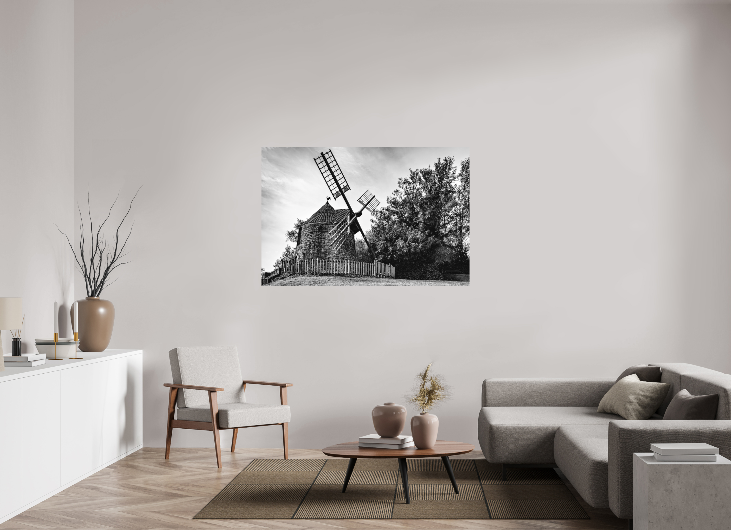 150 x 100 cm, Tirage N&B mat seul Œuvre murale - Souffle du Temps