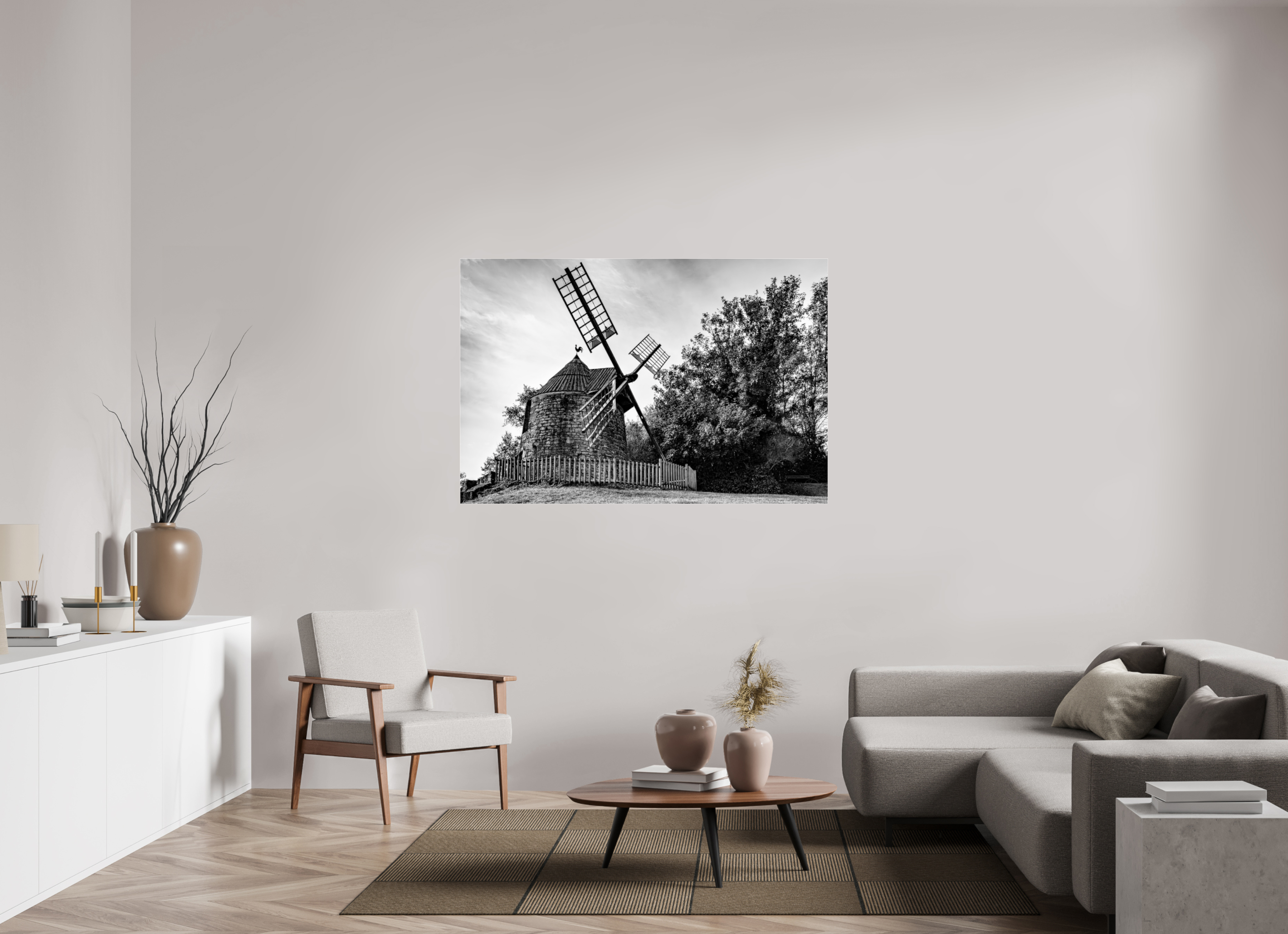 150 x 100 cm, Tirage N&B sous Plexi Œuvre murale - Souffle du Temps