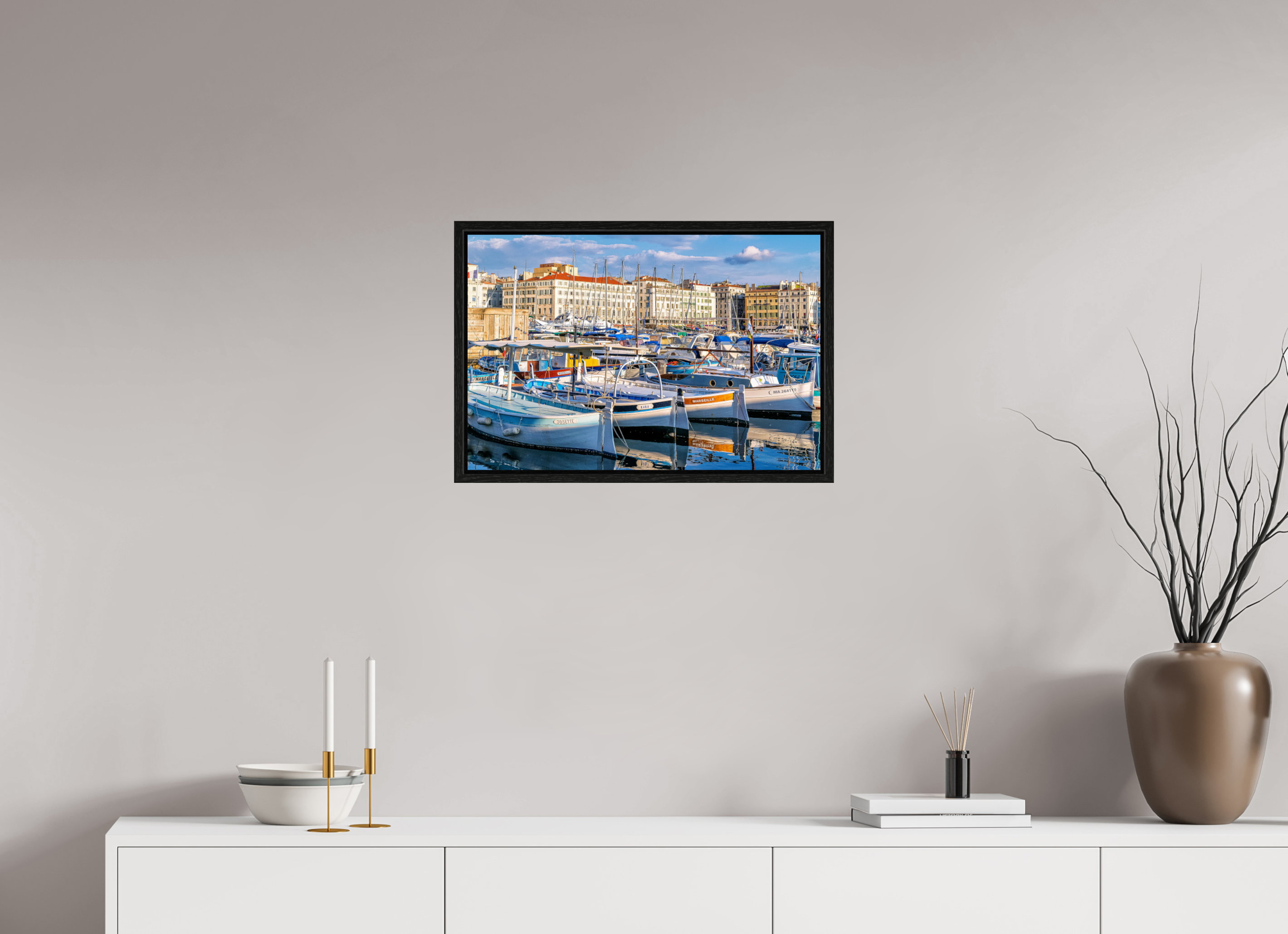 60 x 40 cm, Tirage couleur dans caisse américaine Barques et Vieux Port