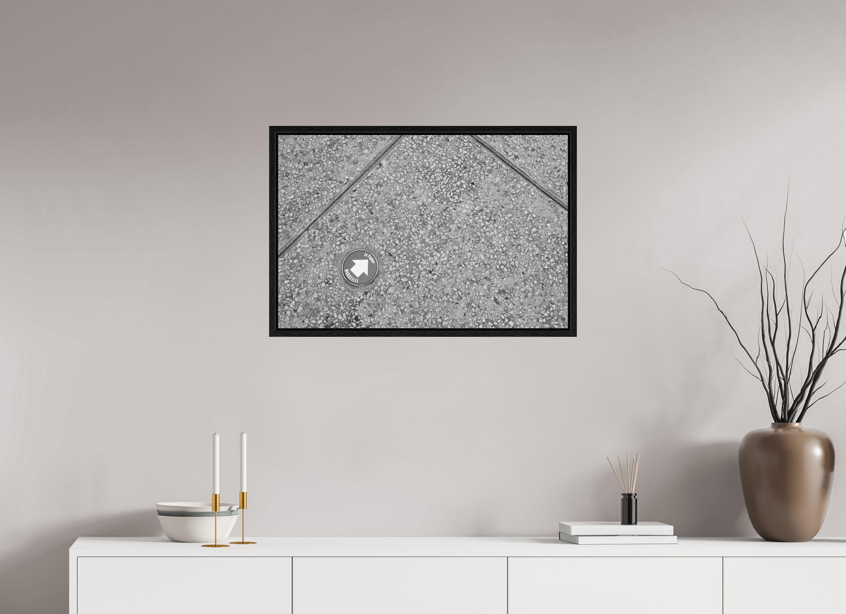 75 x 50 cm, Tirage N&B dans Caisse américaine noire Déco photo murale - Marseille --> Le Panier