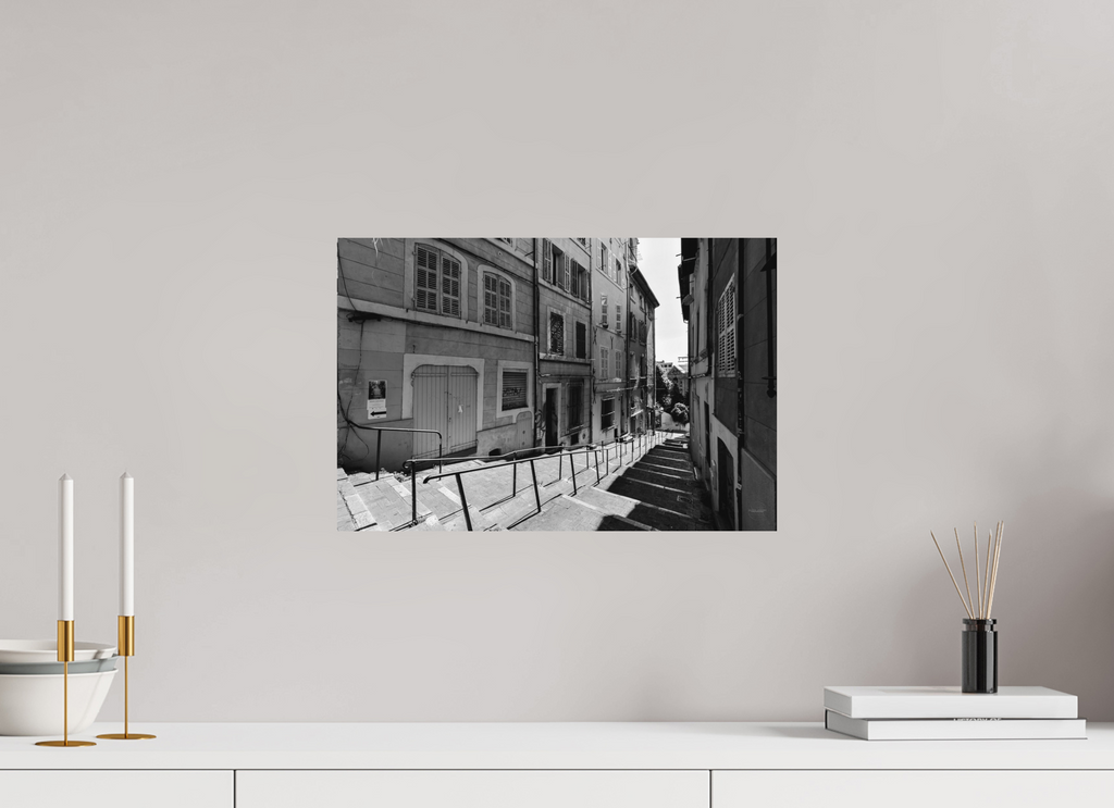45 x 30 cm, Tirage N&B mat seul Poster urbain – Escaliers du silence