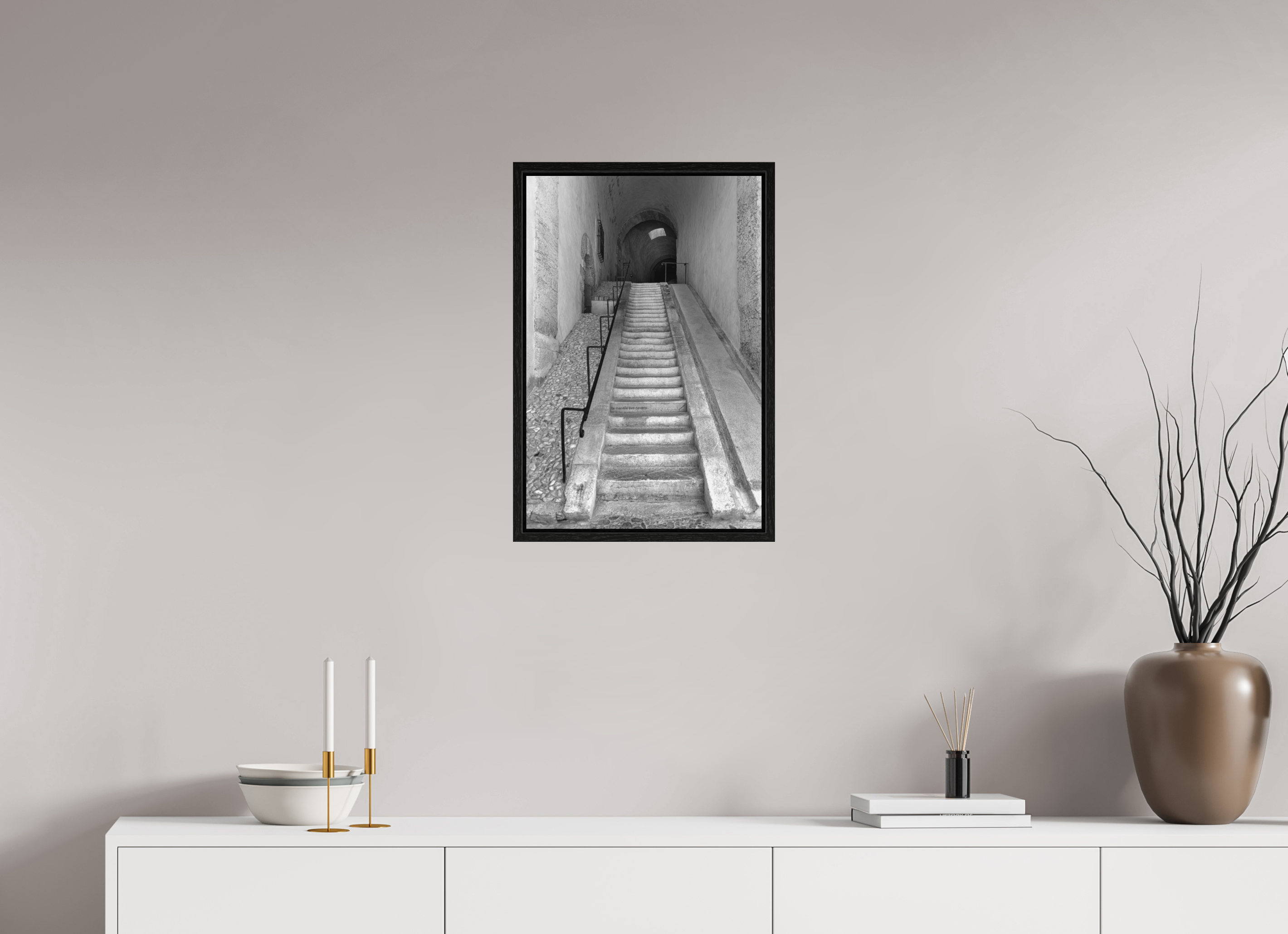 40 x 60 cm, Tirage N&B dans Caisse américaine noire Affiche artistique – La Montée des Canons