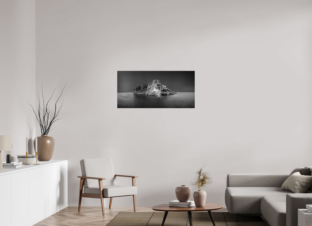 103,8 x 50 cm, Tirage N&B mat seul Impression grand format – L'île refuge ou prison