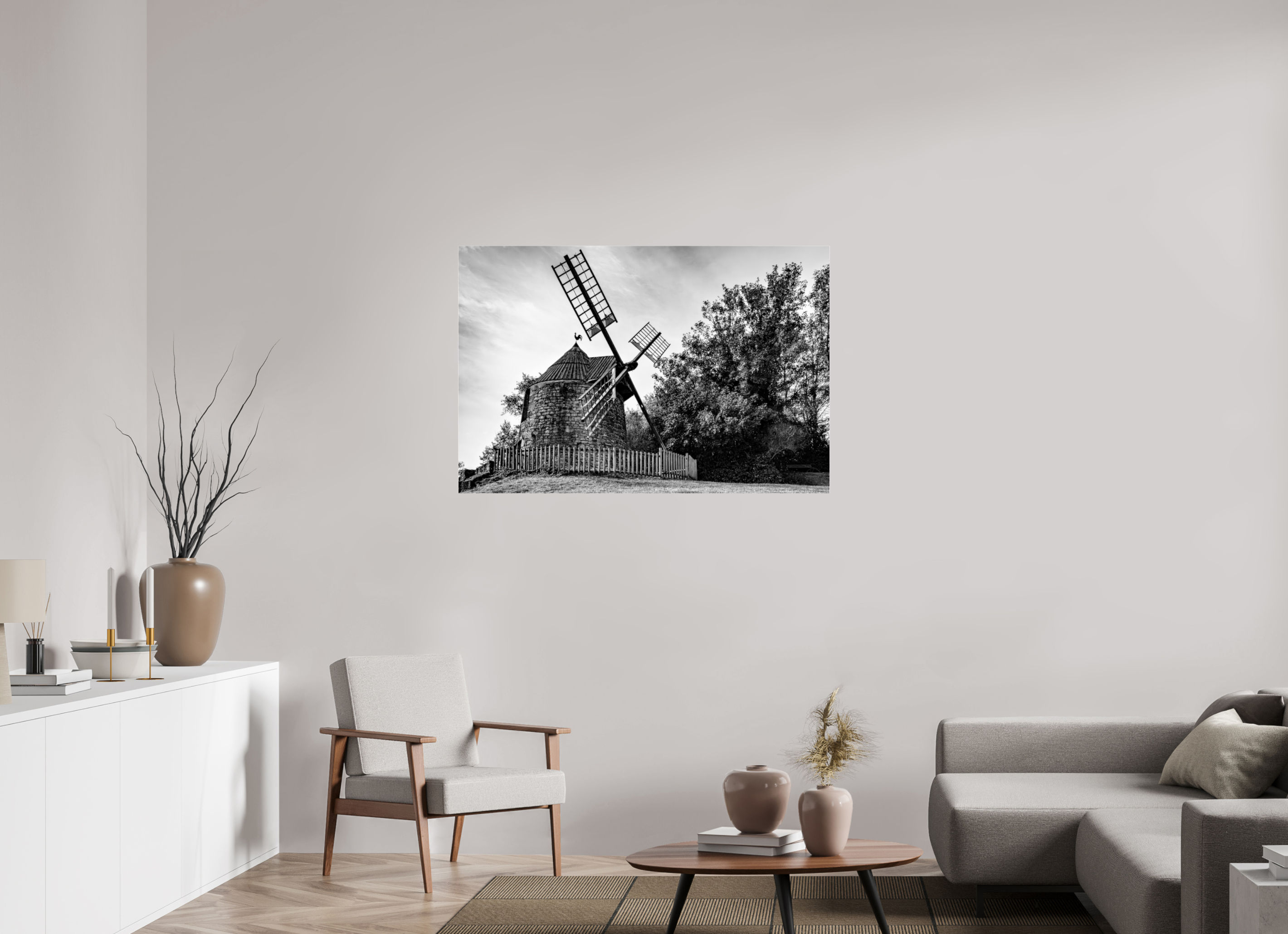 120 x 80 cm, Tirage N&B sous Plexi Œuvre murale - Souffle du Temps