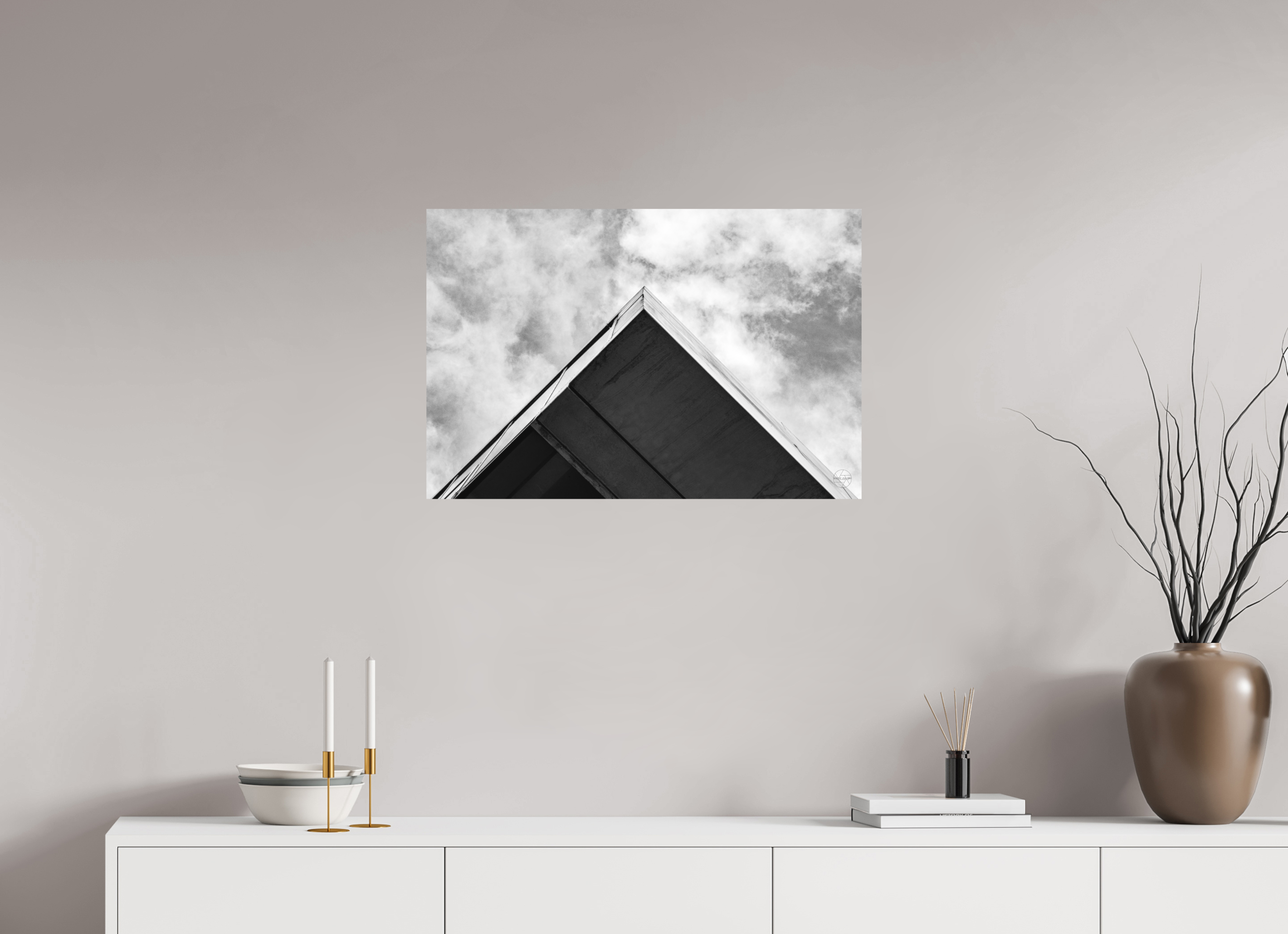 75 x 50 cm, Tirage N&B mat seul Pyramide - Décoration murale contemporaine