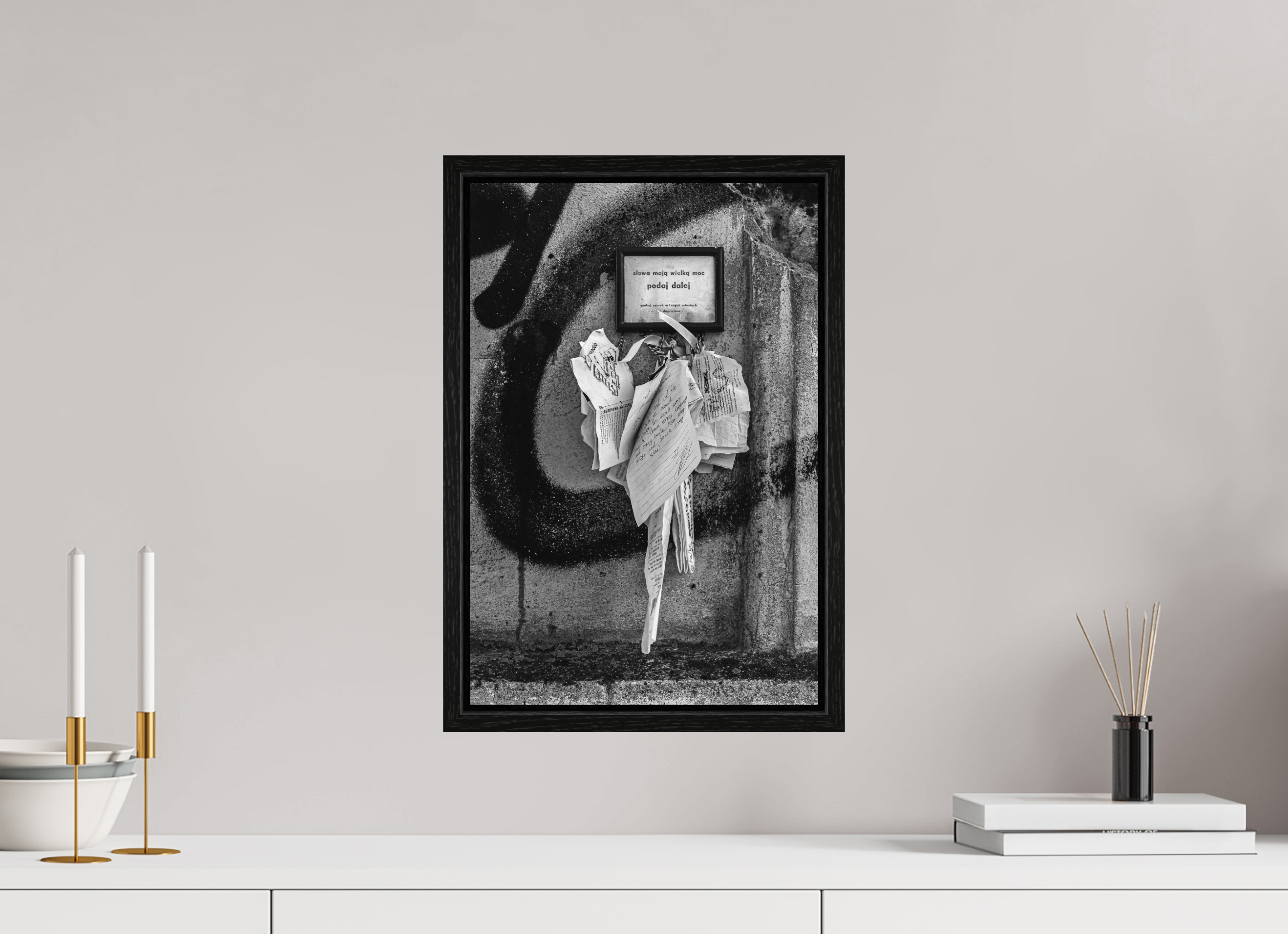 30 x 45 cm, Tirage N&B dans Caisse américaine noire Impression photographique – Les mots