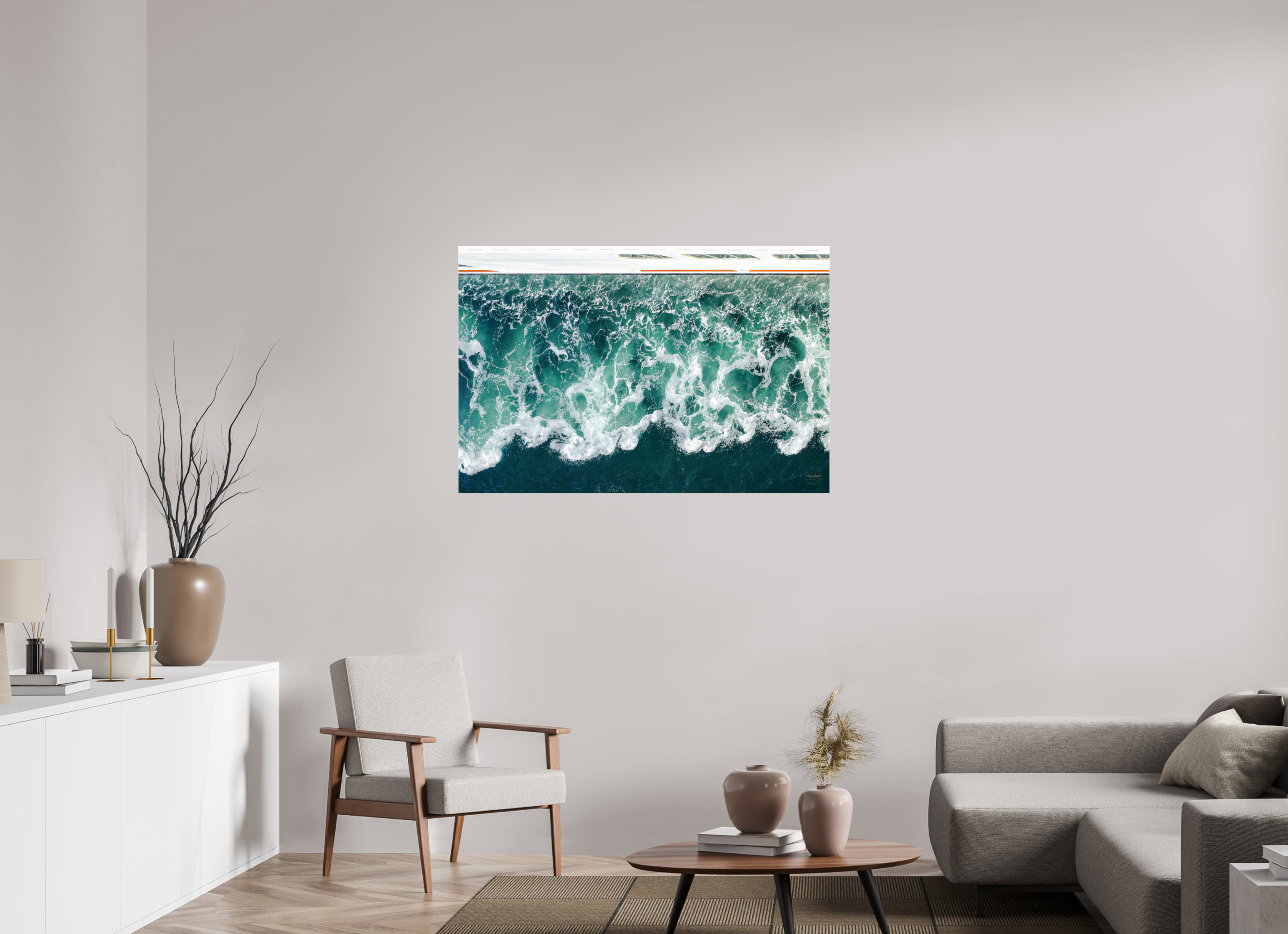 120 x 80 cm, Tirage couleur sous Plexi Écume Émeraude | Poster Abstrait Océan & Art Marin