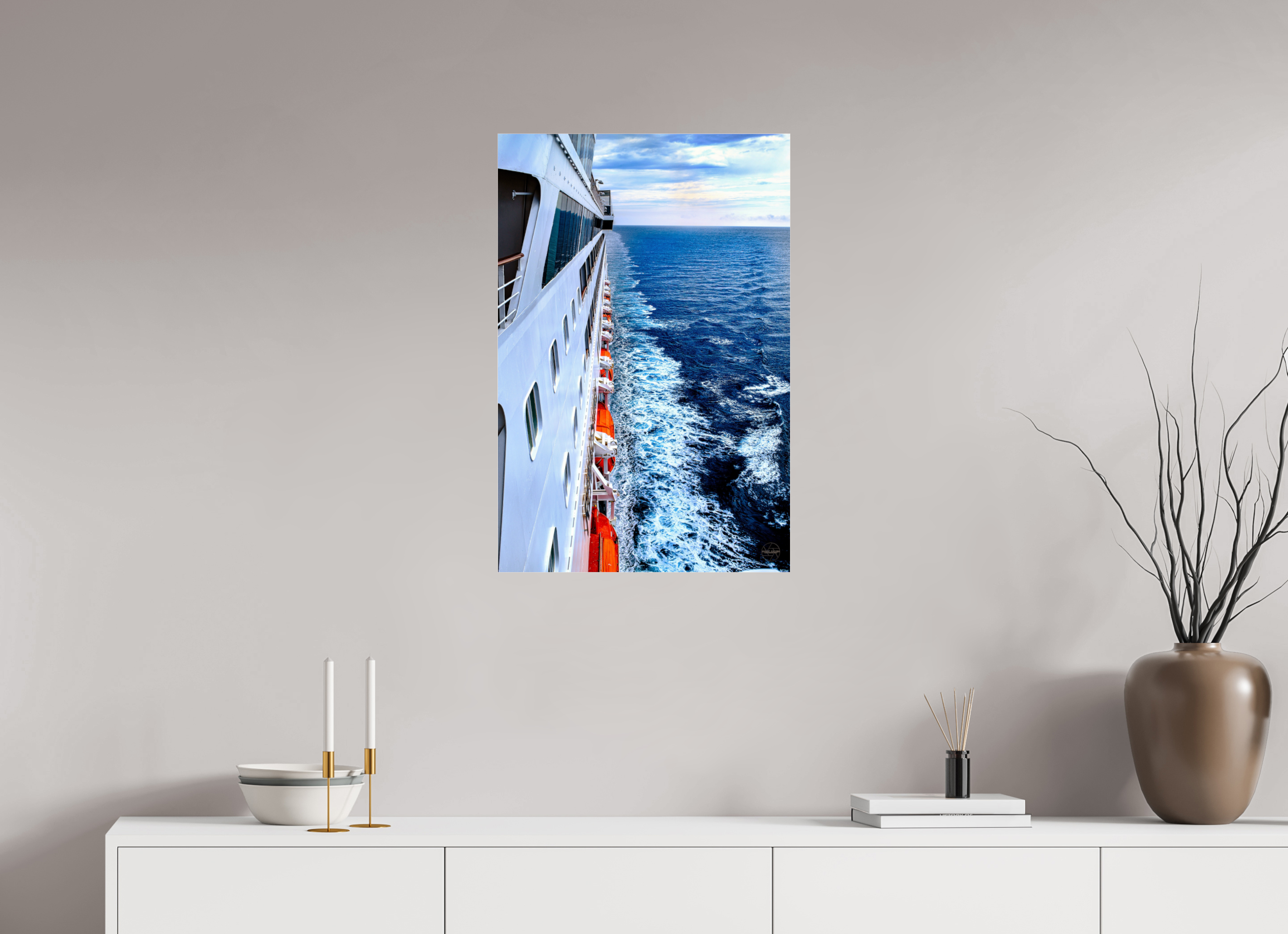50 x 75 cm, Tirage couleur sous Plexi Sillage Infini | Poster Océan & Voyage Contemporain