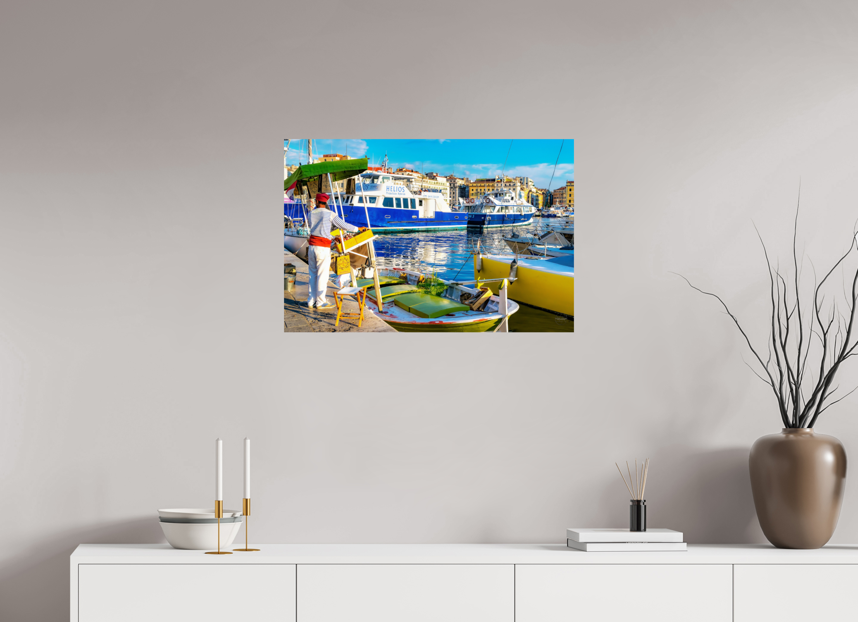 75 x 50 cm, Tirage couleur brillant seul Le Marchand du Vieux-Port