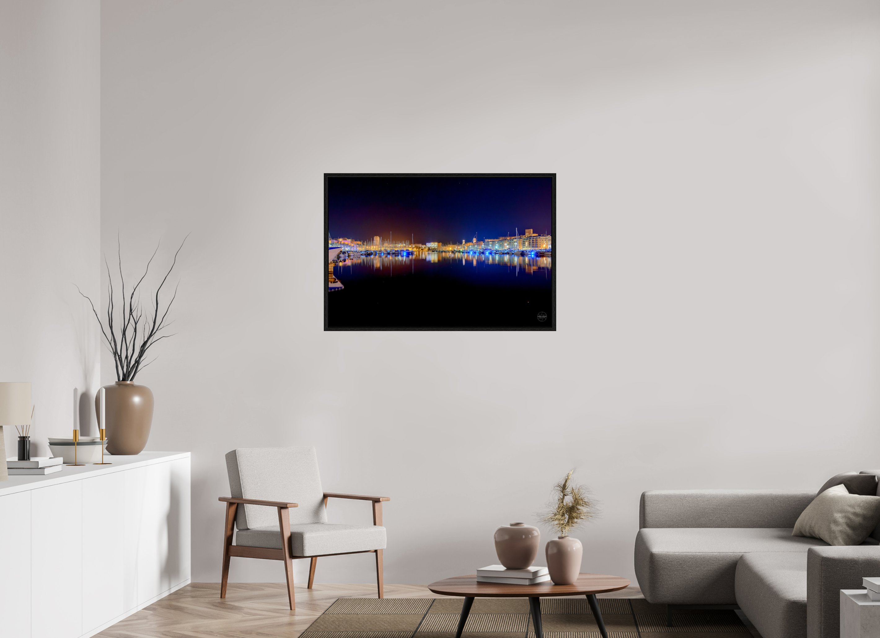 105 x 70 cm, Tirage couleur dans caisse américaine Les lumières du Vieux-Port