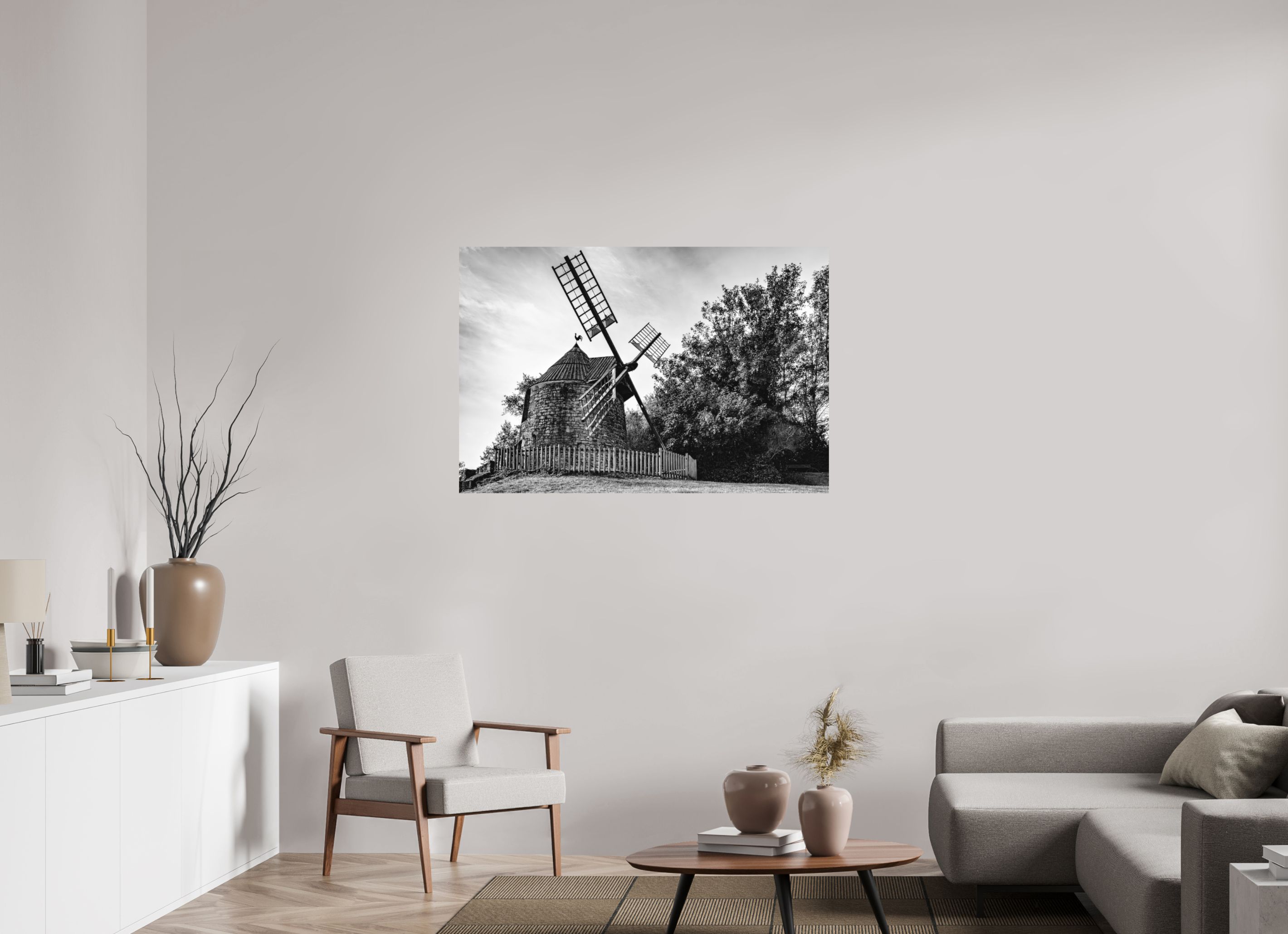 120 x 80 cm, Tirage N&B mat seul Œuvre murale - Souffle du Temps