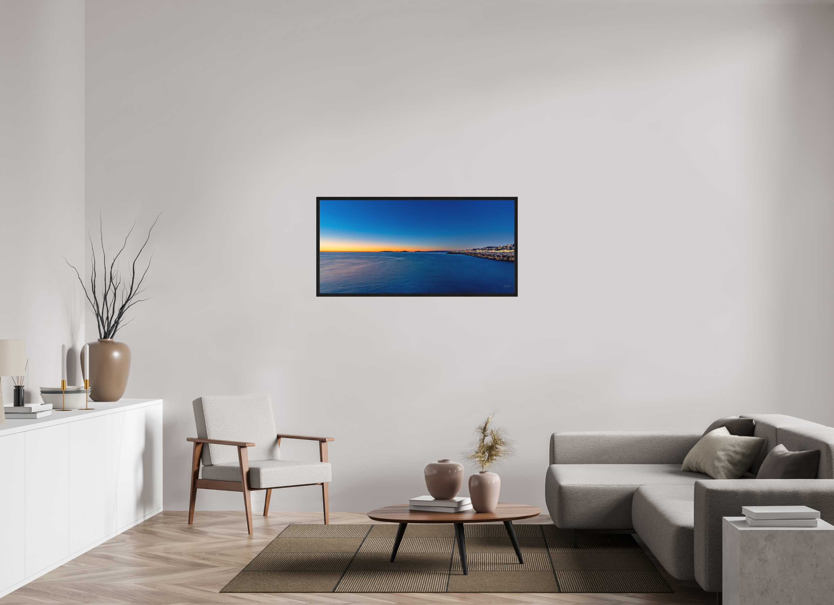 123,8 x 60 cm, Tirage grand format encadré Bleu Infini