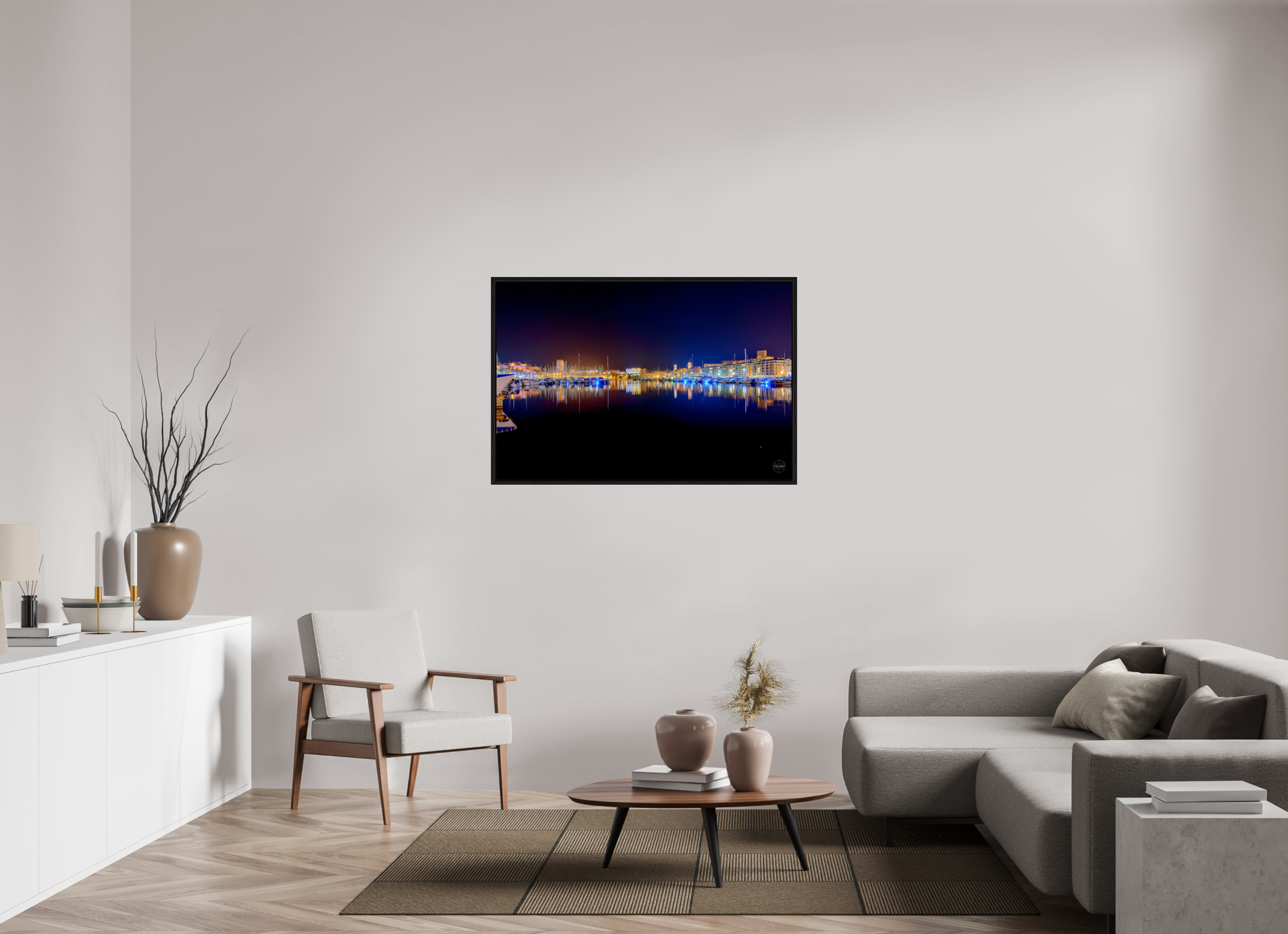 120 x 80 cm, Tirage couleur dans caisse américaine Les lumières du Vieux-Port