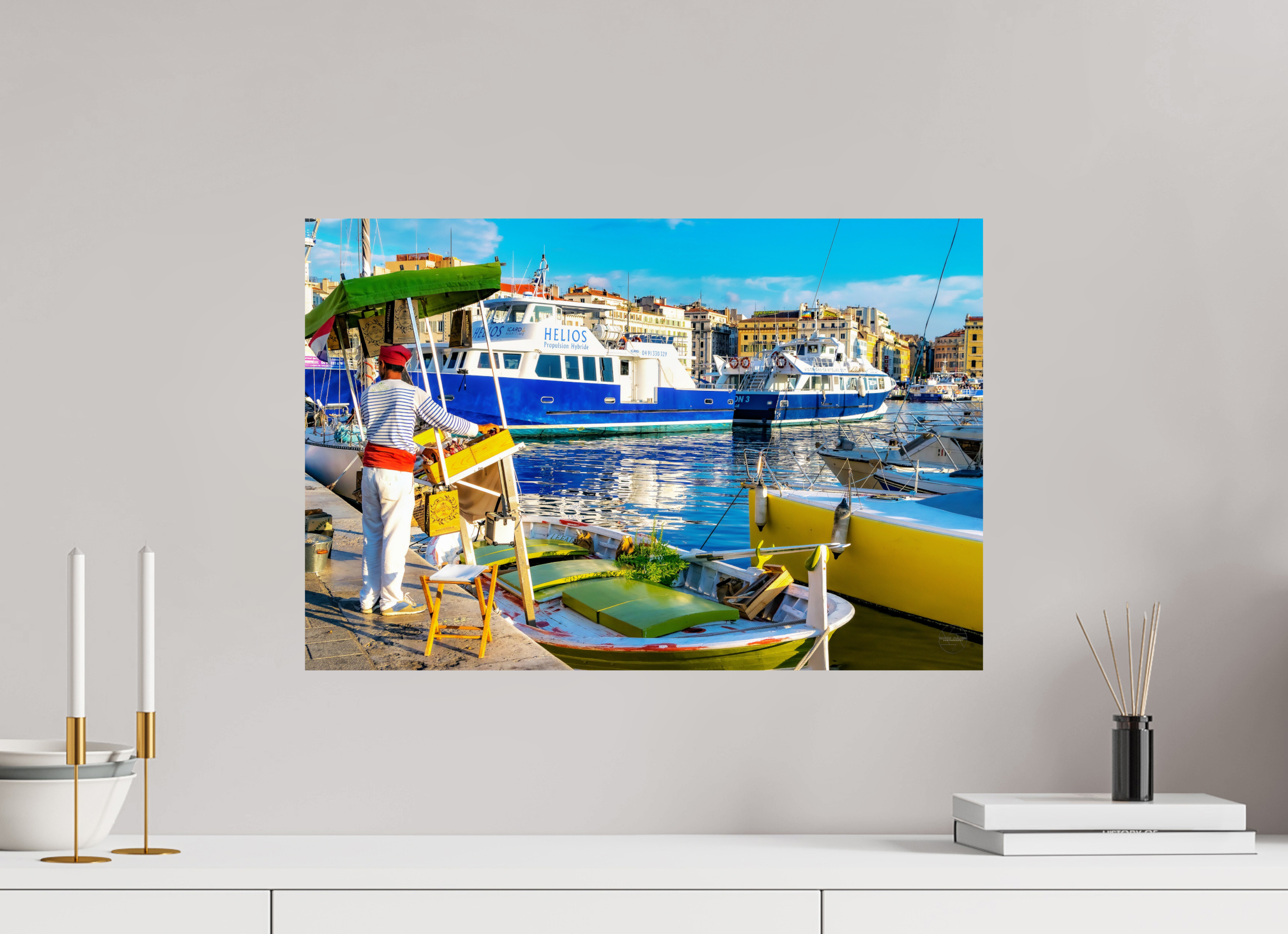 60 x 40 cm, Tirage couleur brillant seul Le Marchand du Vieux-Port