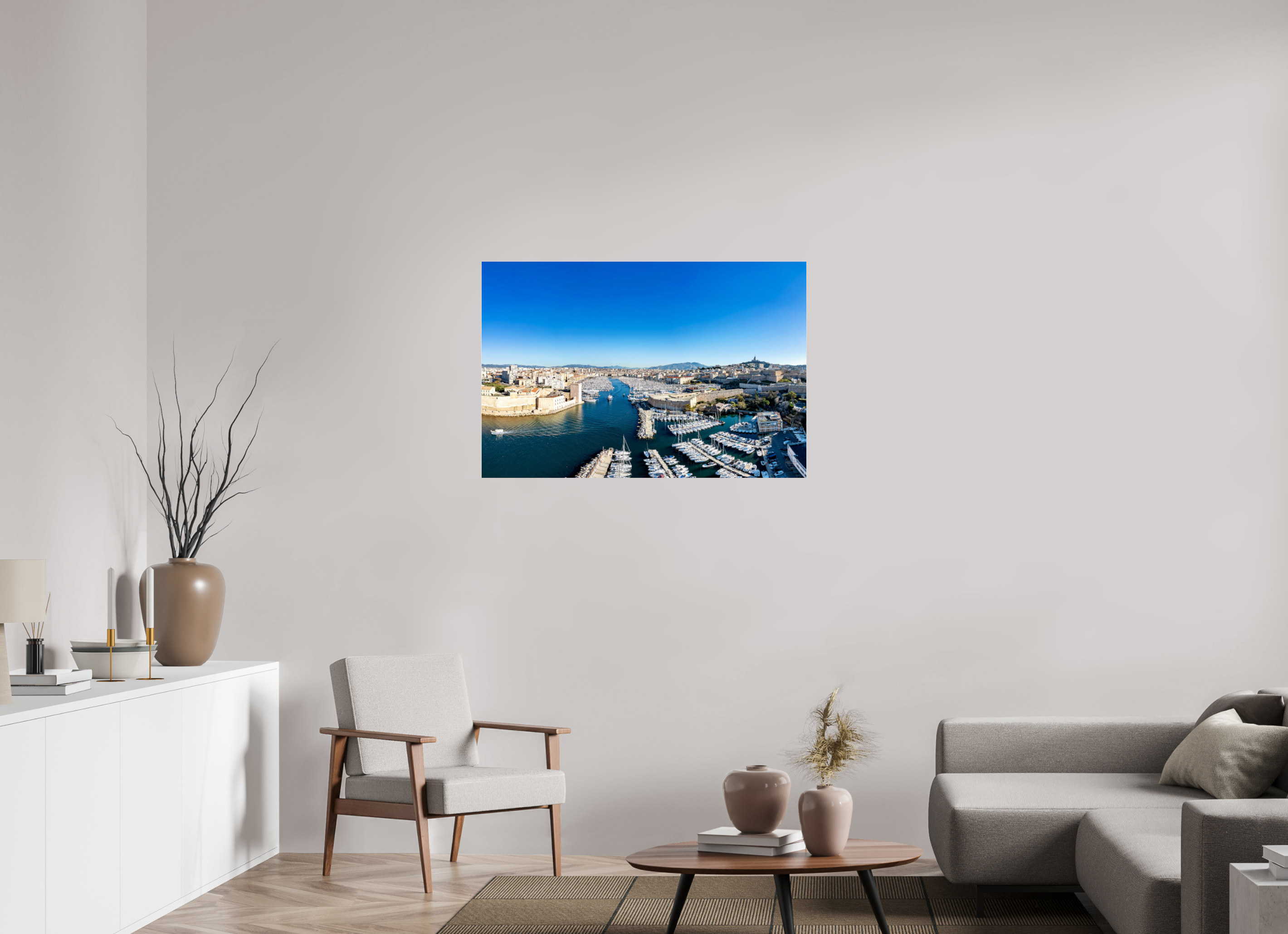 105 x 70 cm, Photo Print Under Acrylic Glass Entre ciel bleu et pierre blanche