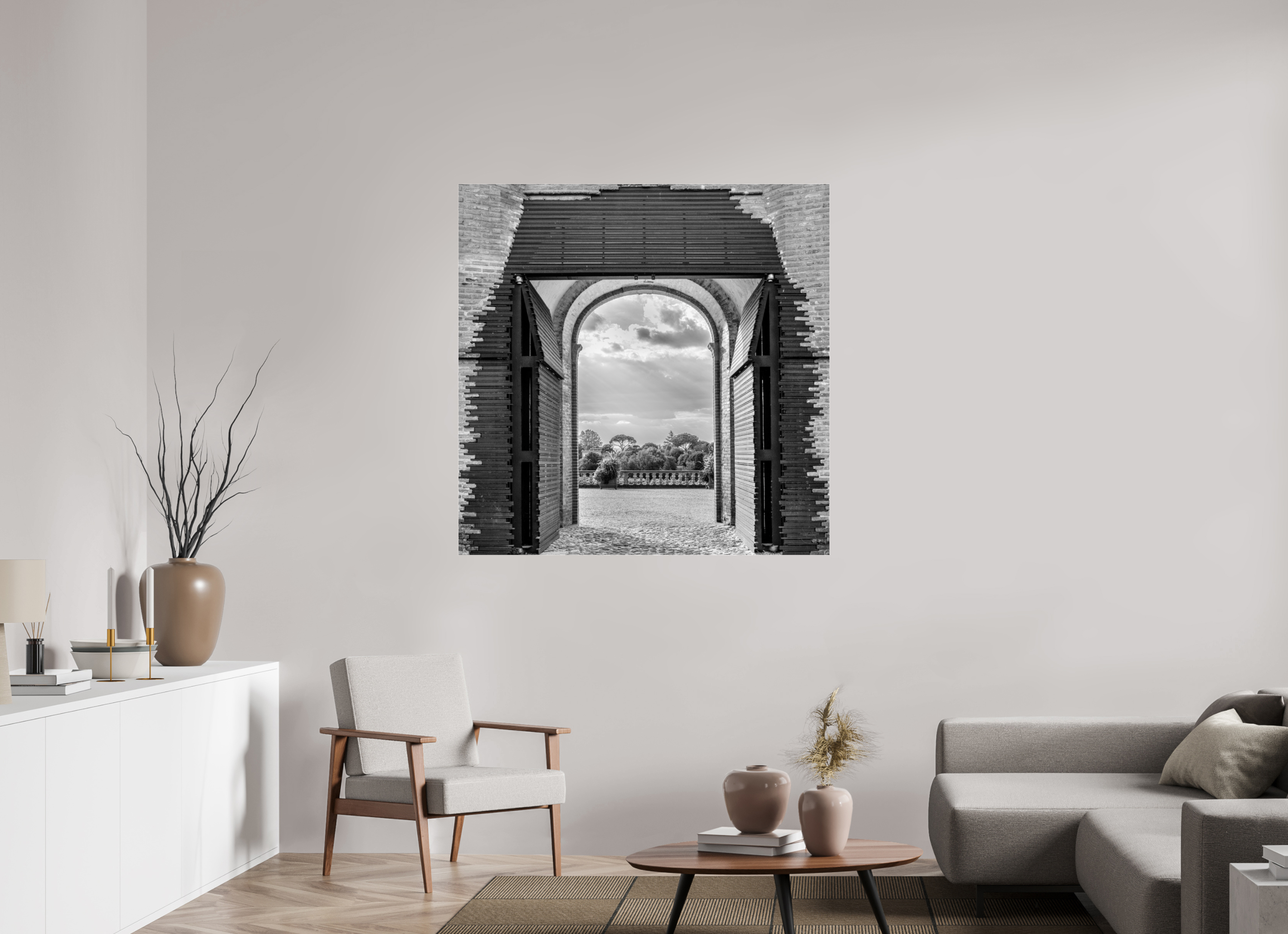 120 x 120 cm, Tirage N&B sous Plexi Affiche artistique – La Montée des Canons