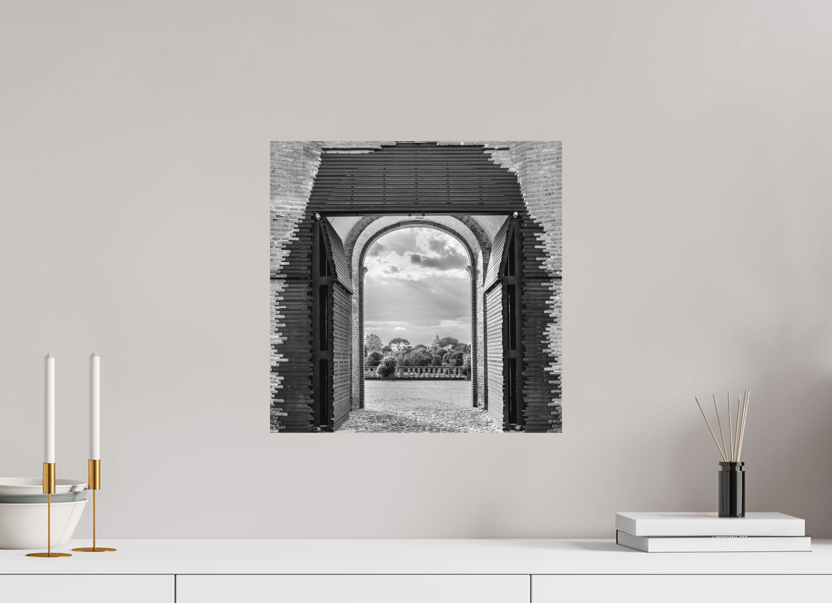 40 x 40 cm, Tirage N&B mat seul Affiche artistique – La Montée des Canons