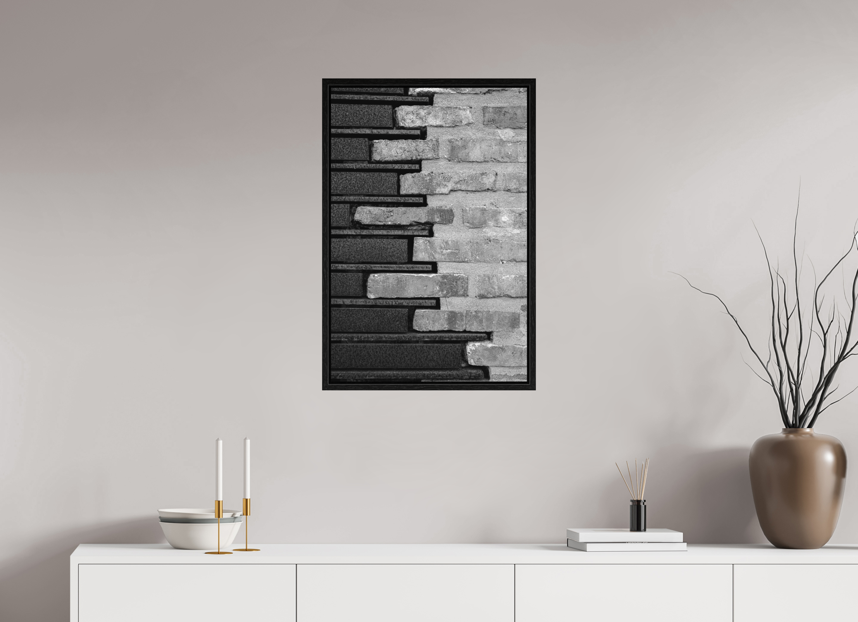 50 x 75 cm, Tirage N & B dans Caisse américaine Le mariage de la pierre et de l’acier