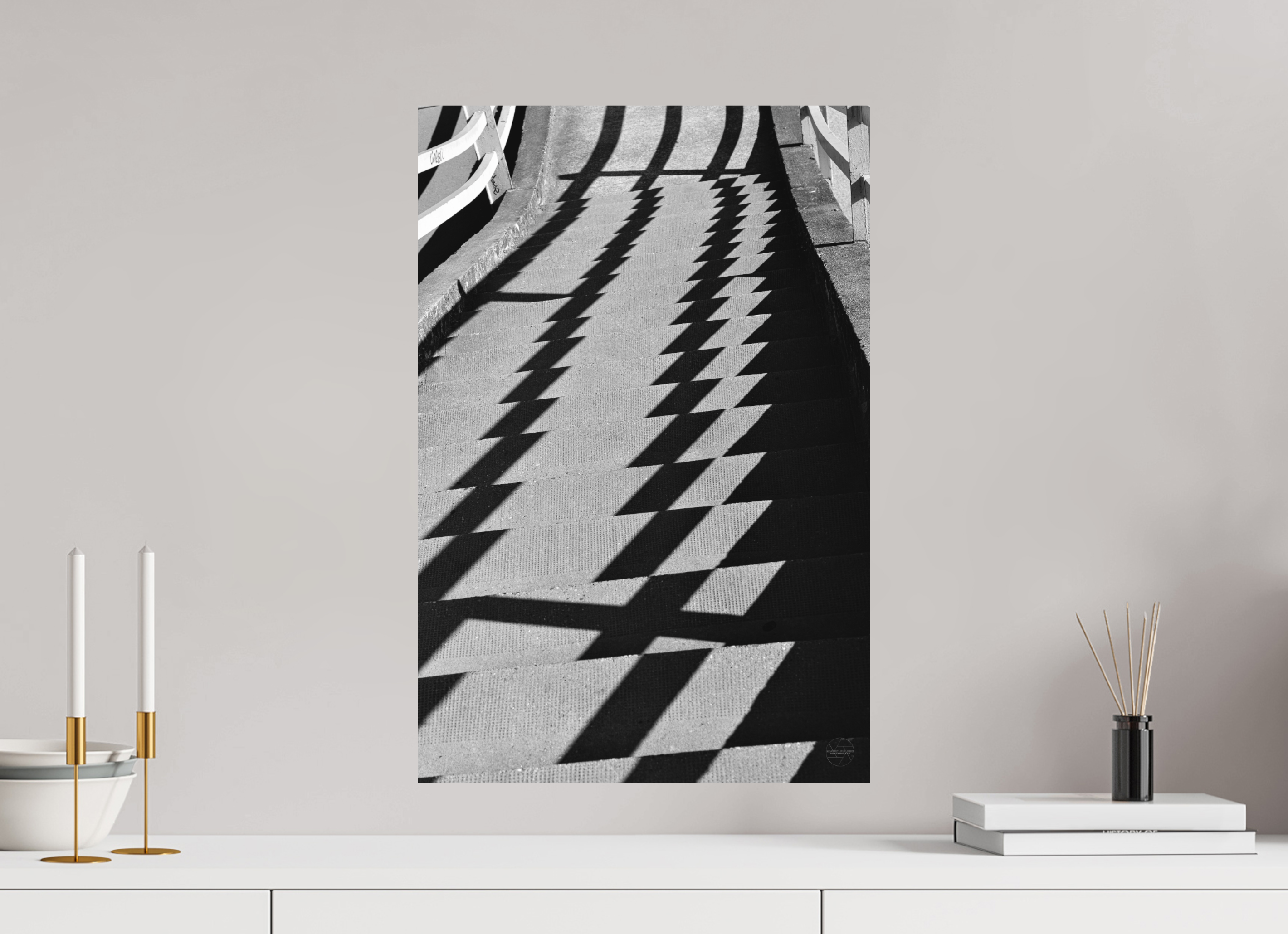 40 x 60 cm, Tirage N&B mat seul Fréquence Descendante | Poster Noir et Blanc Abstrait & Architecture Minimaliste