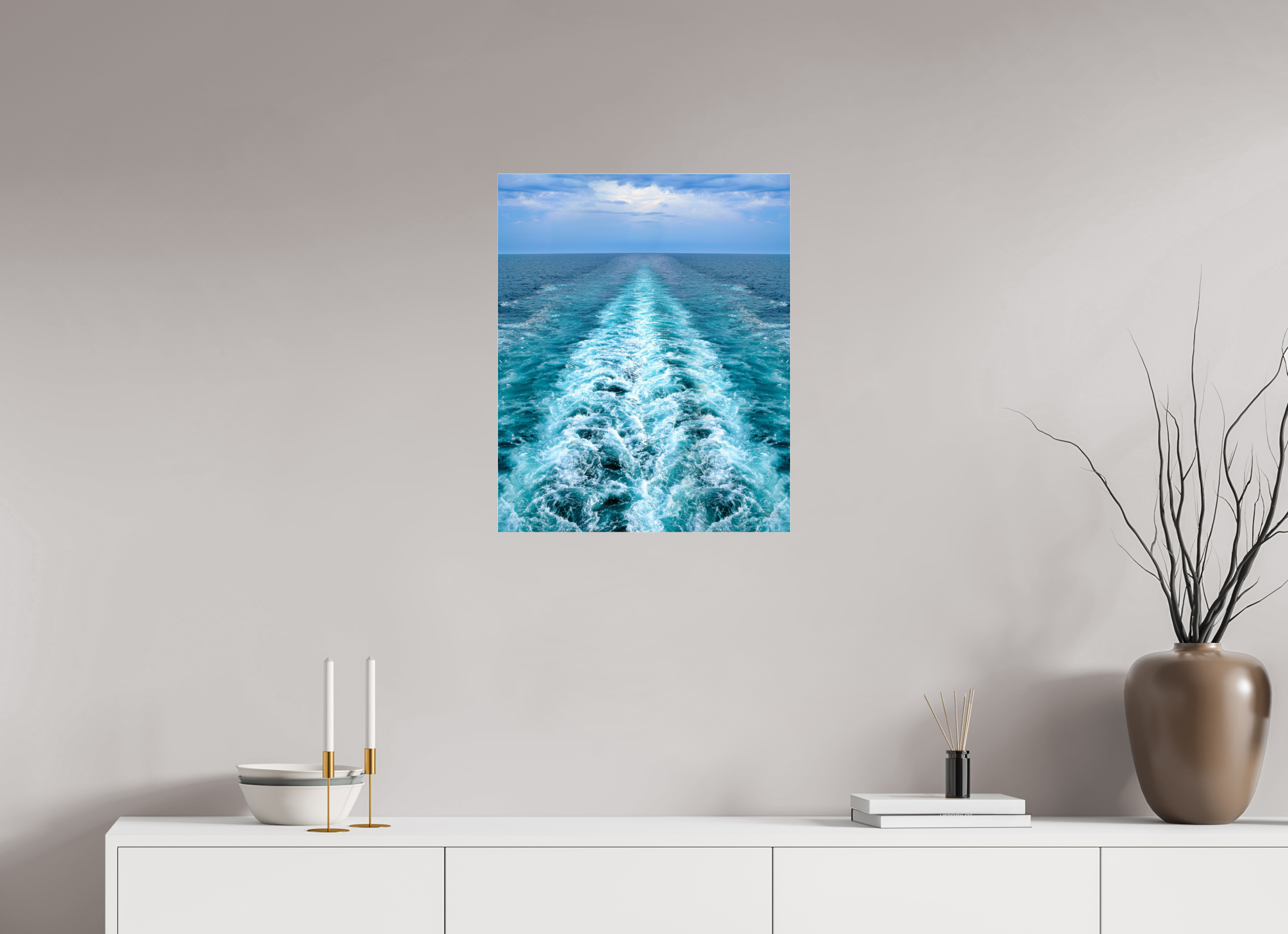 50 x 61,3 cm, Tirage couleur sous Plexi Ligne d'Écume | Poster Océan Contemporain & Horizon Infini